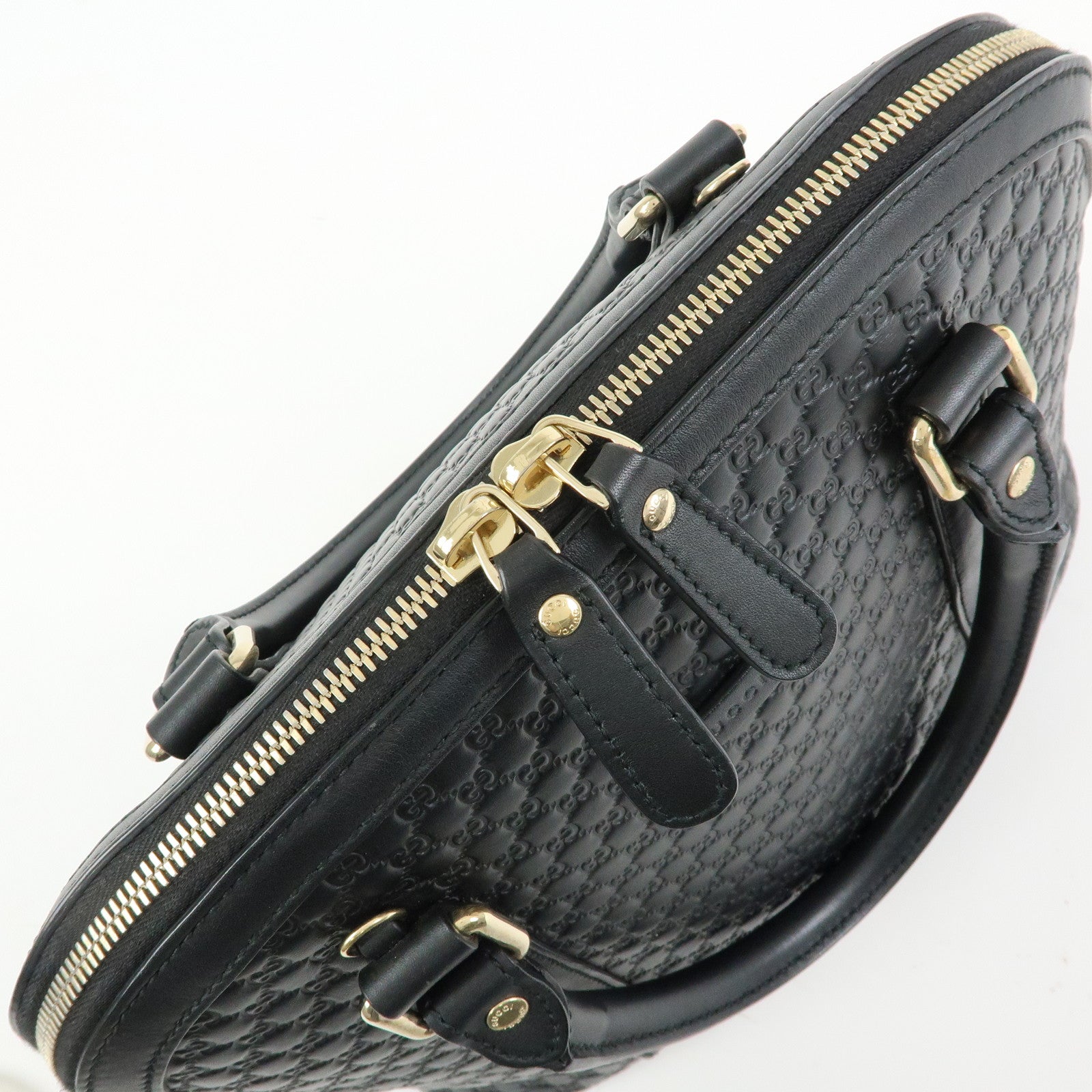 GUCCI Microguccissima Leather 2WAY Bag Hand Bag Black 449663