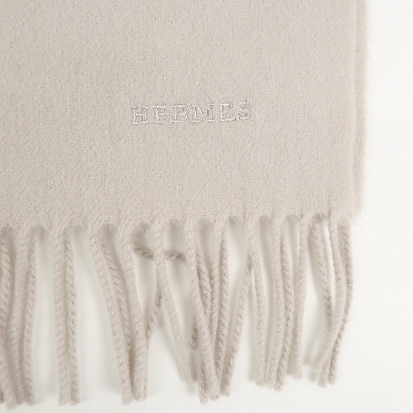 HERMES Cashmere 100% Scarf Stole Ivory