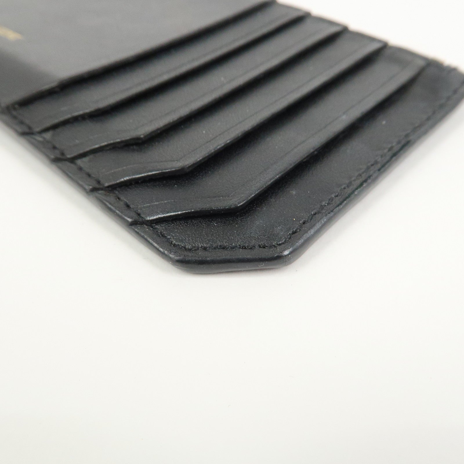 SAINT LAURENT PARIS Leather Card Case Card Holder Black 458583