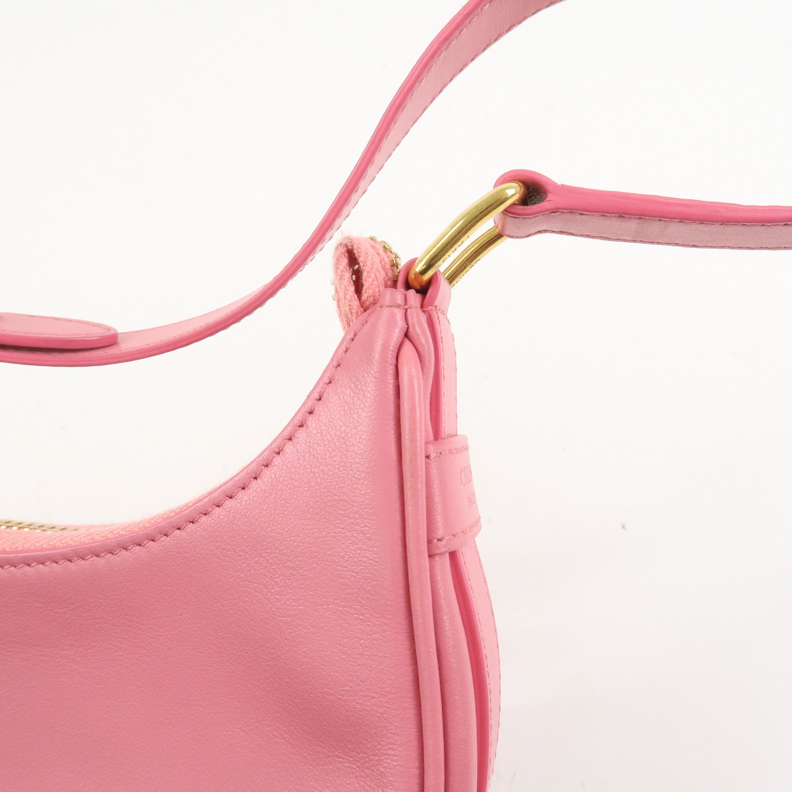 CELINE Ava Leather Hand Bag Hand Pouch Pink