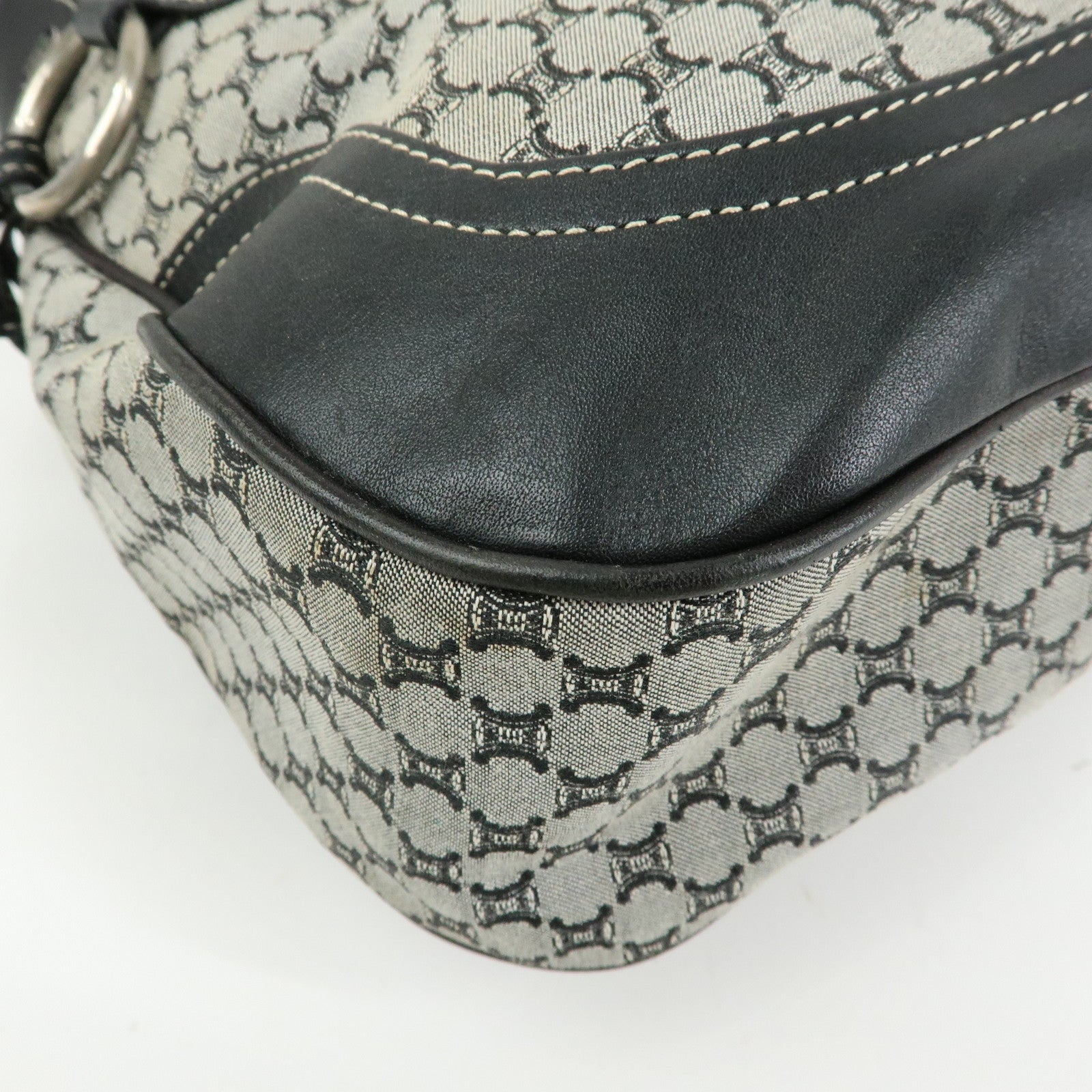 CELINE Macadam Canvas Leather Shoulder Bag Hand Bag Black