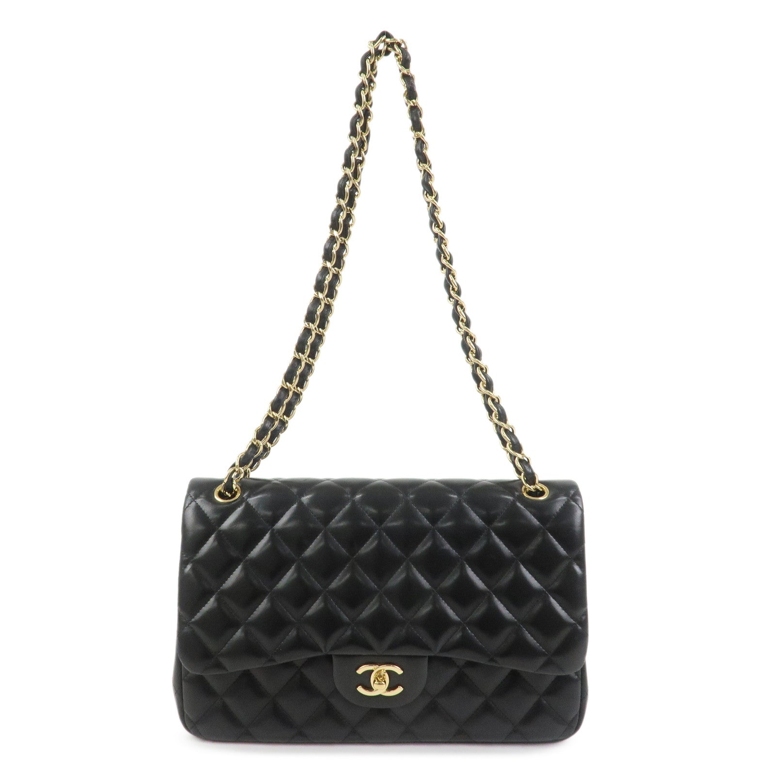CHANEL Matelasse 30 Lamb Skin Chain Shoulder Bag Black A58600