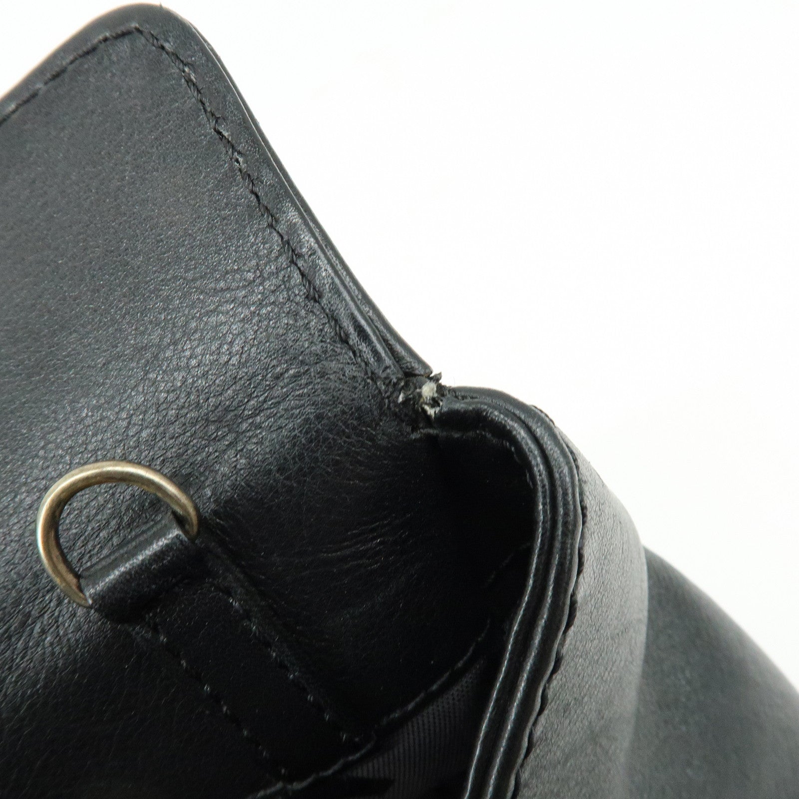 CHANEL Calf Leather 2Way Bag Shoulder Bag Tote Bag Black Gold