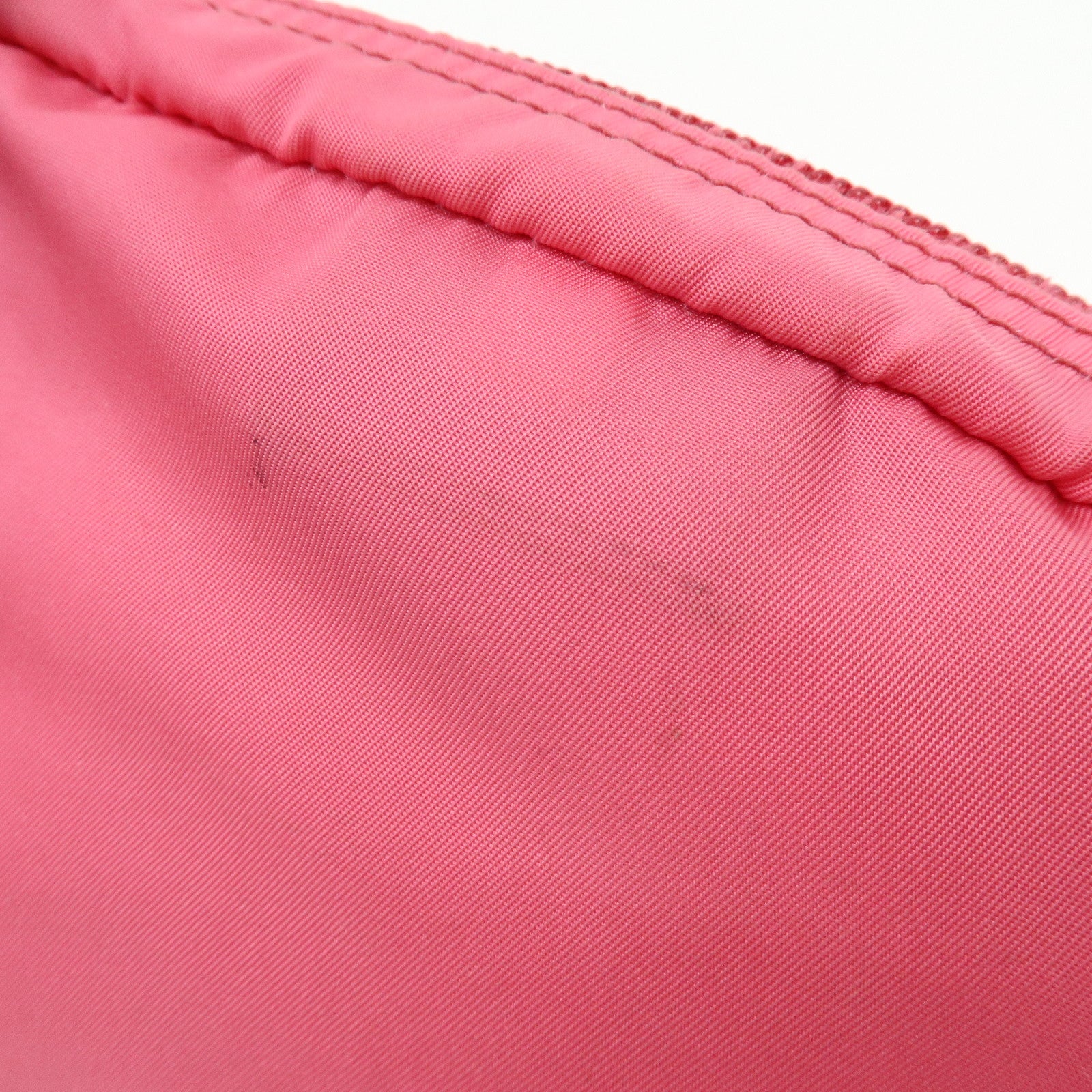PRADA Triangle Logo Nylon Leather Cosmetic Pouch Pink 1NA021