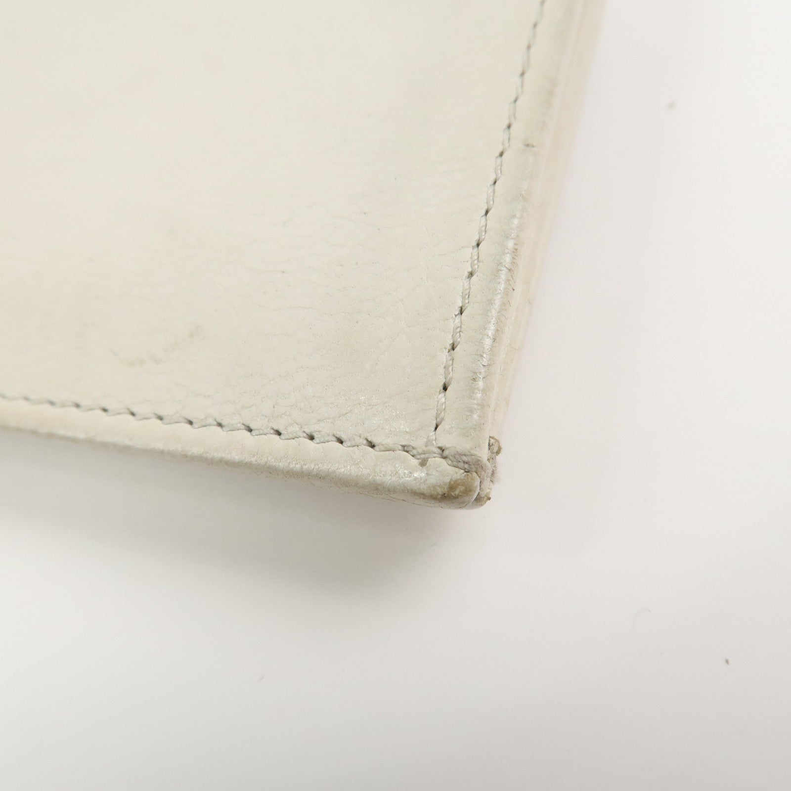 BALENCIAGA Logo Leather Card Case Card Holder Ivory 253050