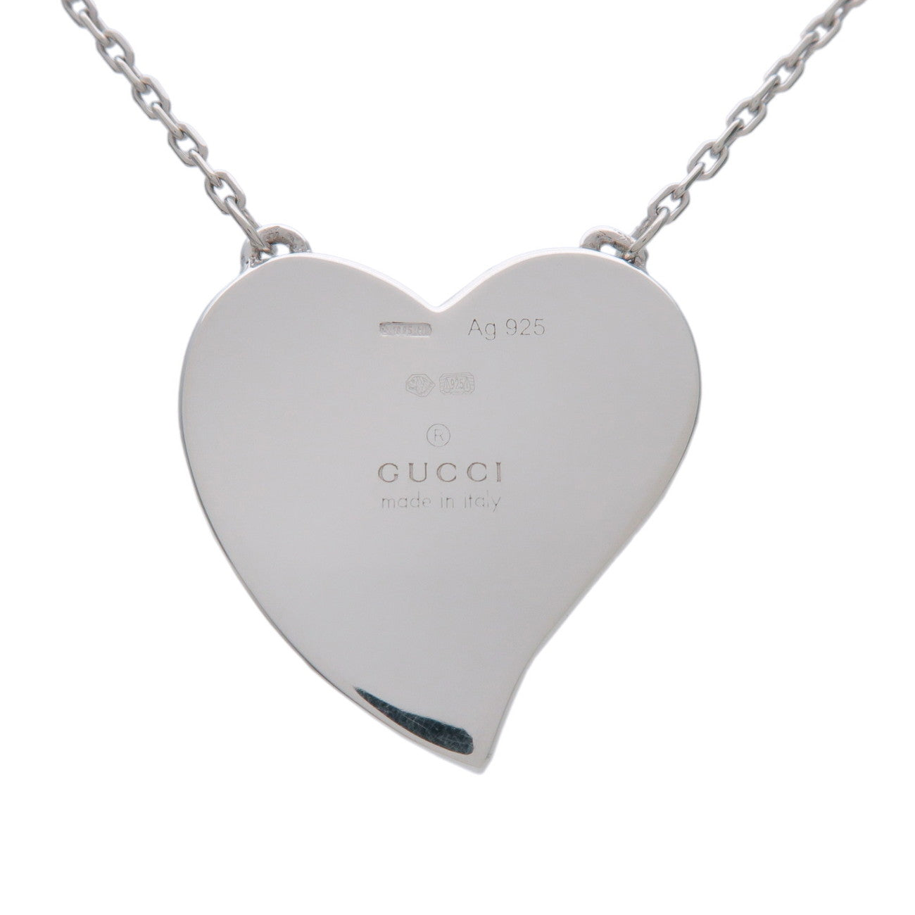 GUCCI Interlocking G Chain Necklace Heart Motif SV925 Silver