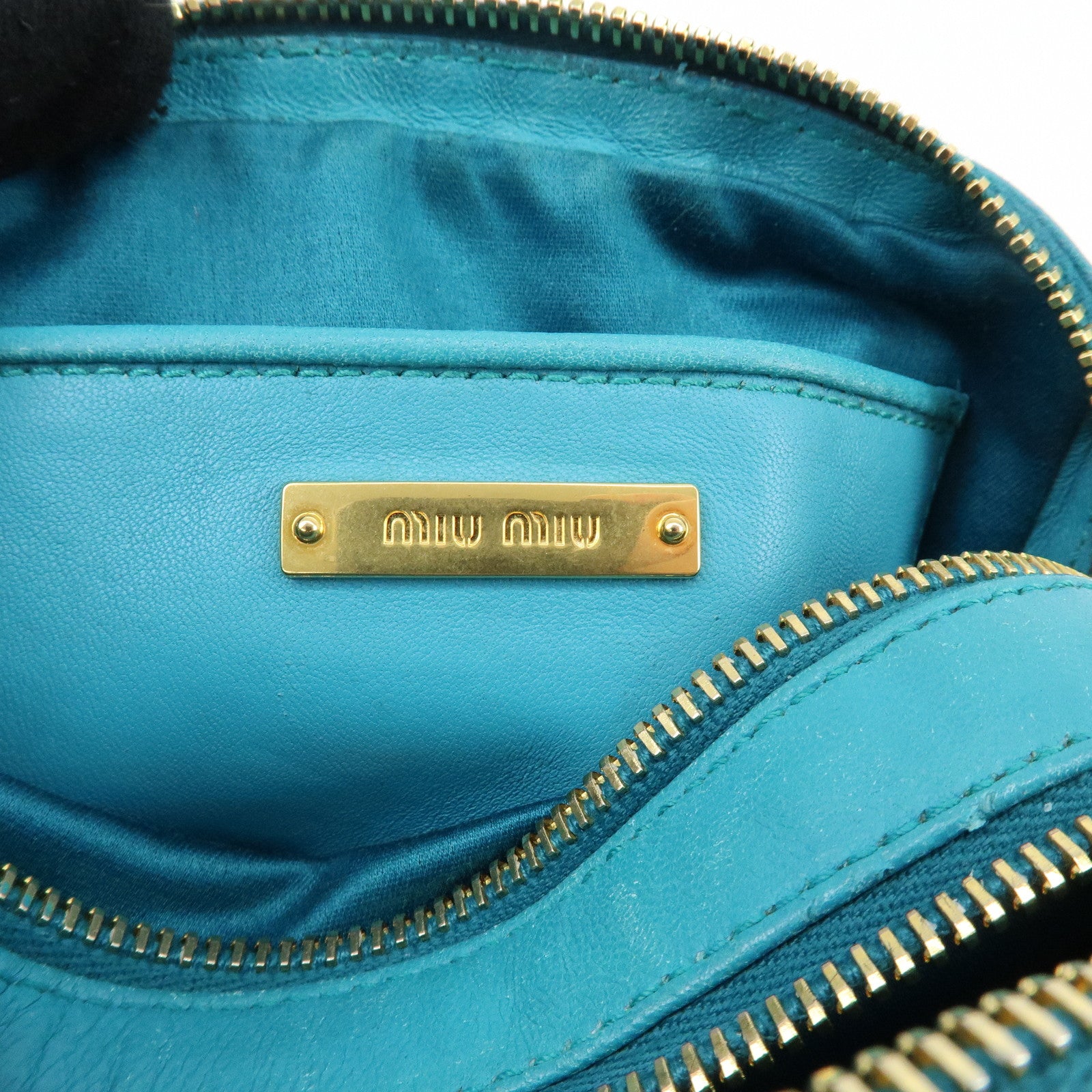 MIU MIU Matelasse Leather 2Way Bag Hand Shoulder Bag Blue RT0543