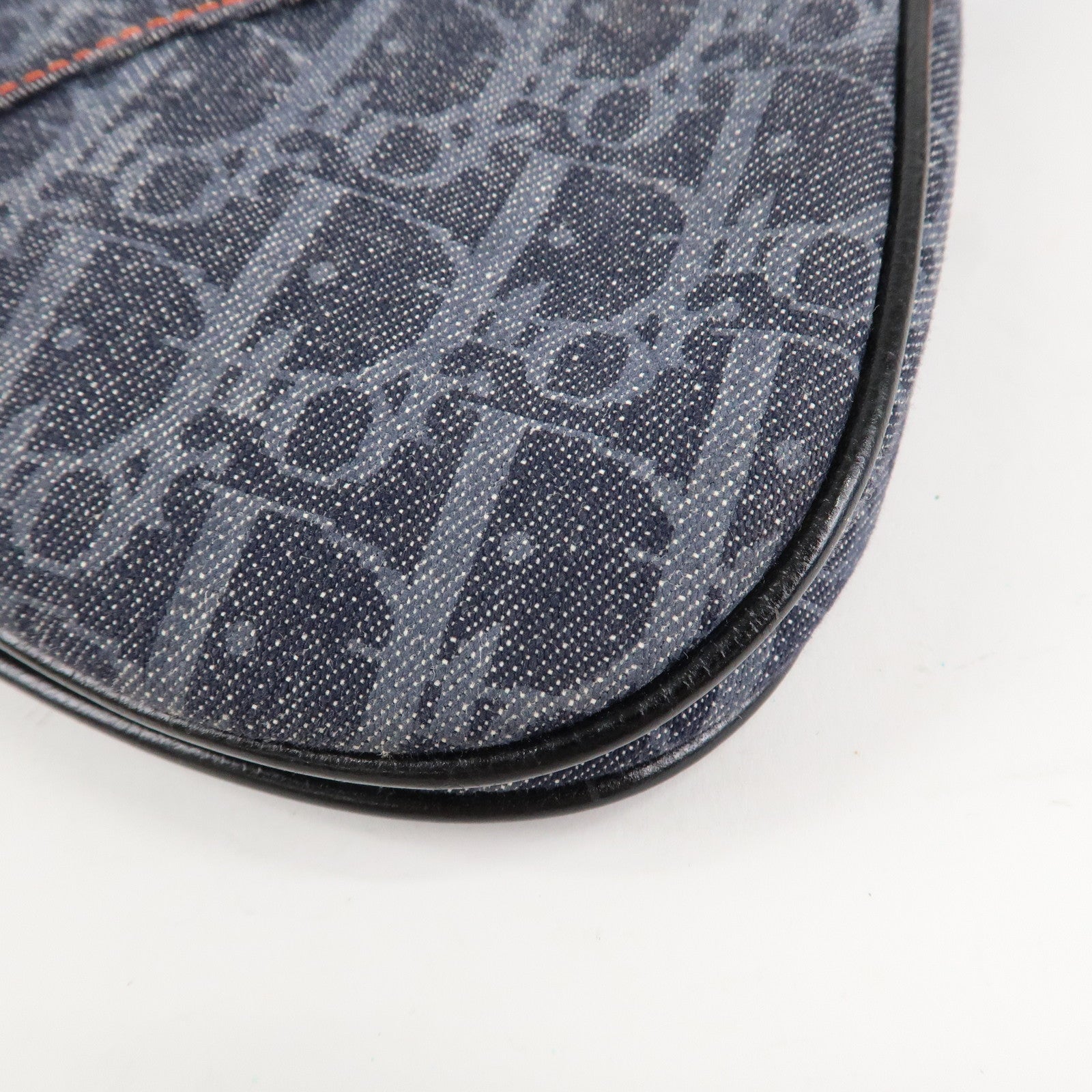 Christian Dior Flight Line Trotter Canvas Leather Shoulder Bag Denim Used