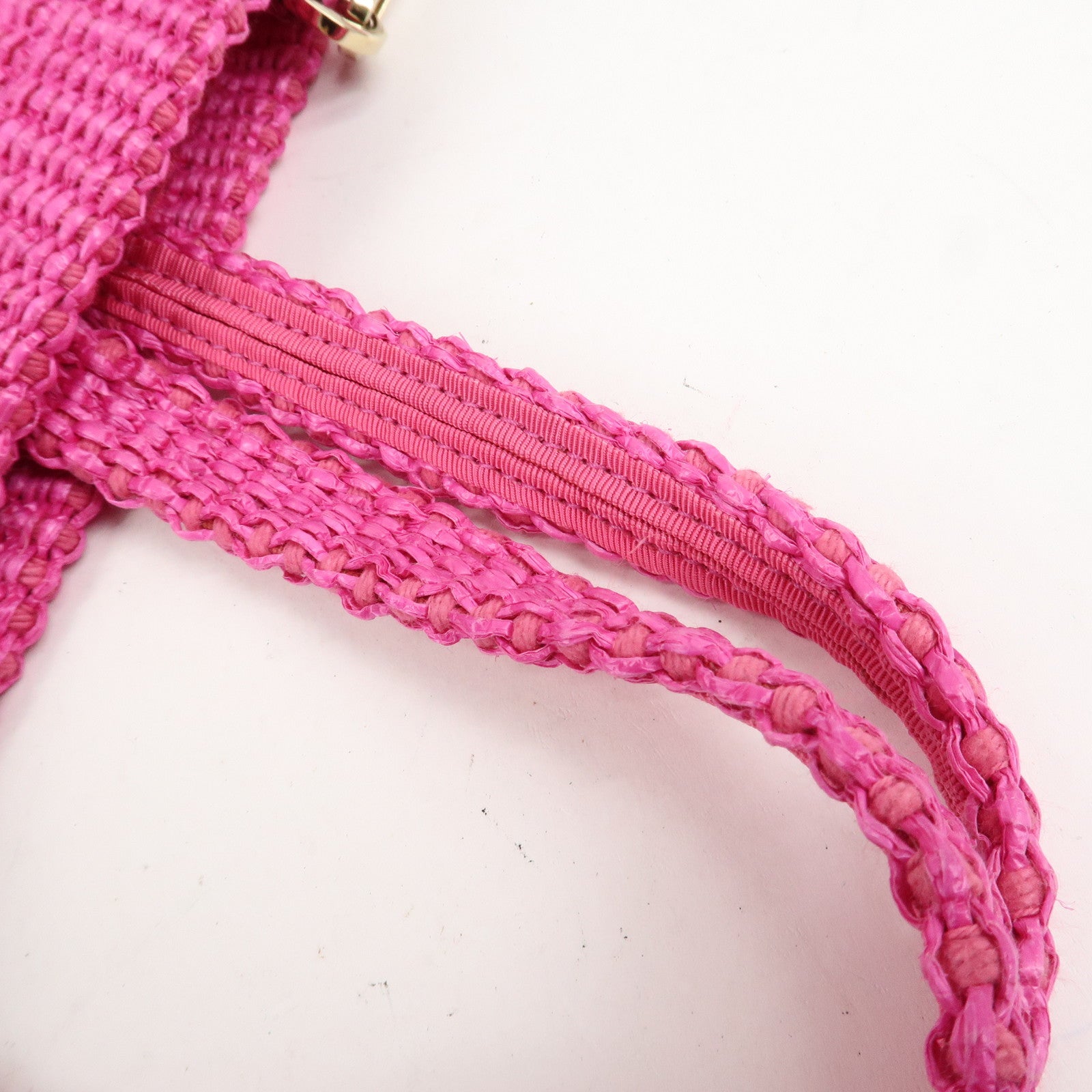 JIMMY CHOO Leather Raffia Beach West East 2 Way Bag Mini Tote Bag