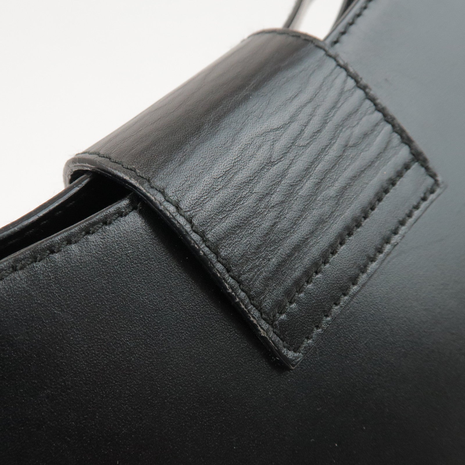 Ferragamo Gancini Calf Leather Shoulder Bag Hand Bag Black