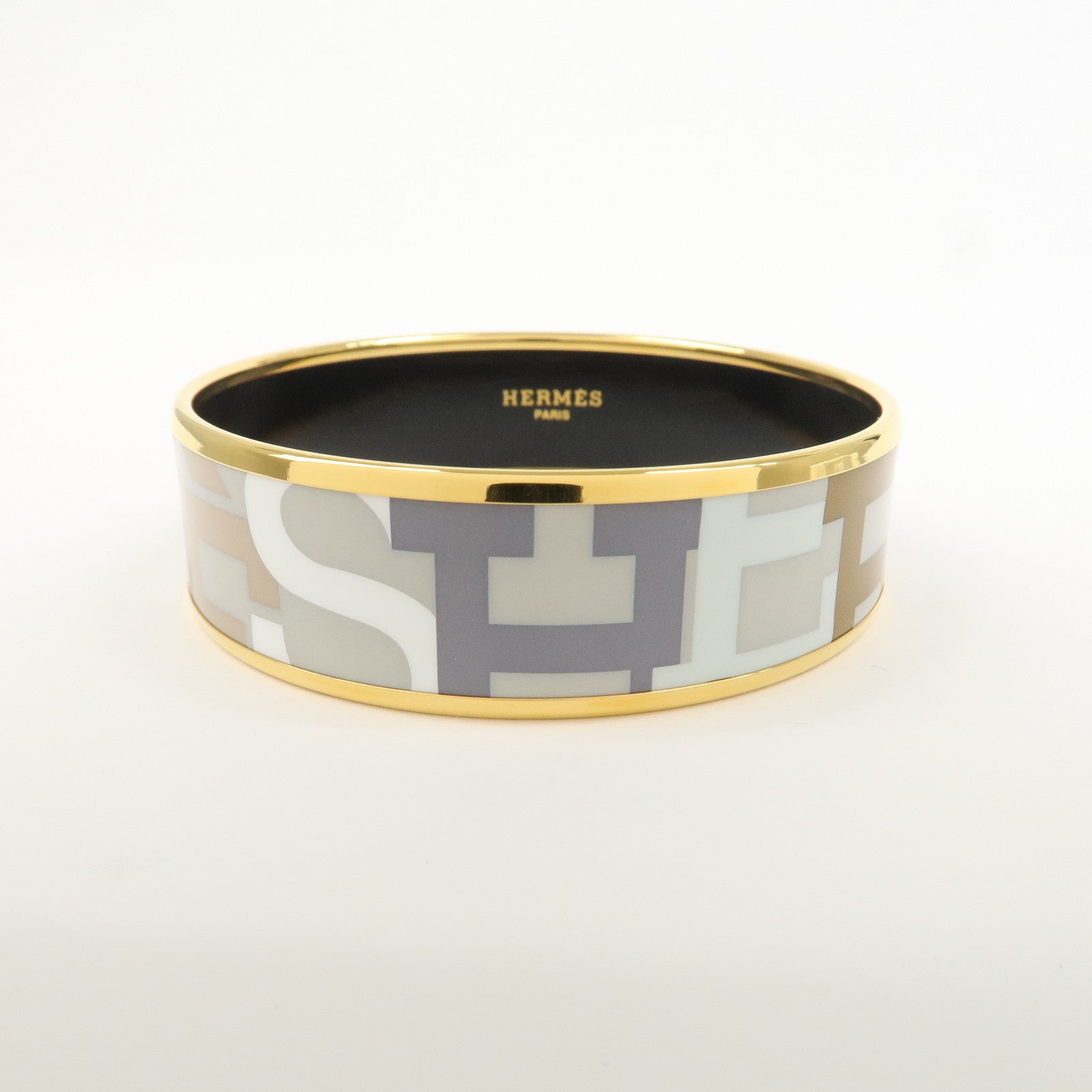HERMES Email GM Bangle Bracelet Cloisonne Enamel Gray