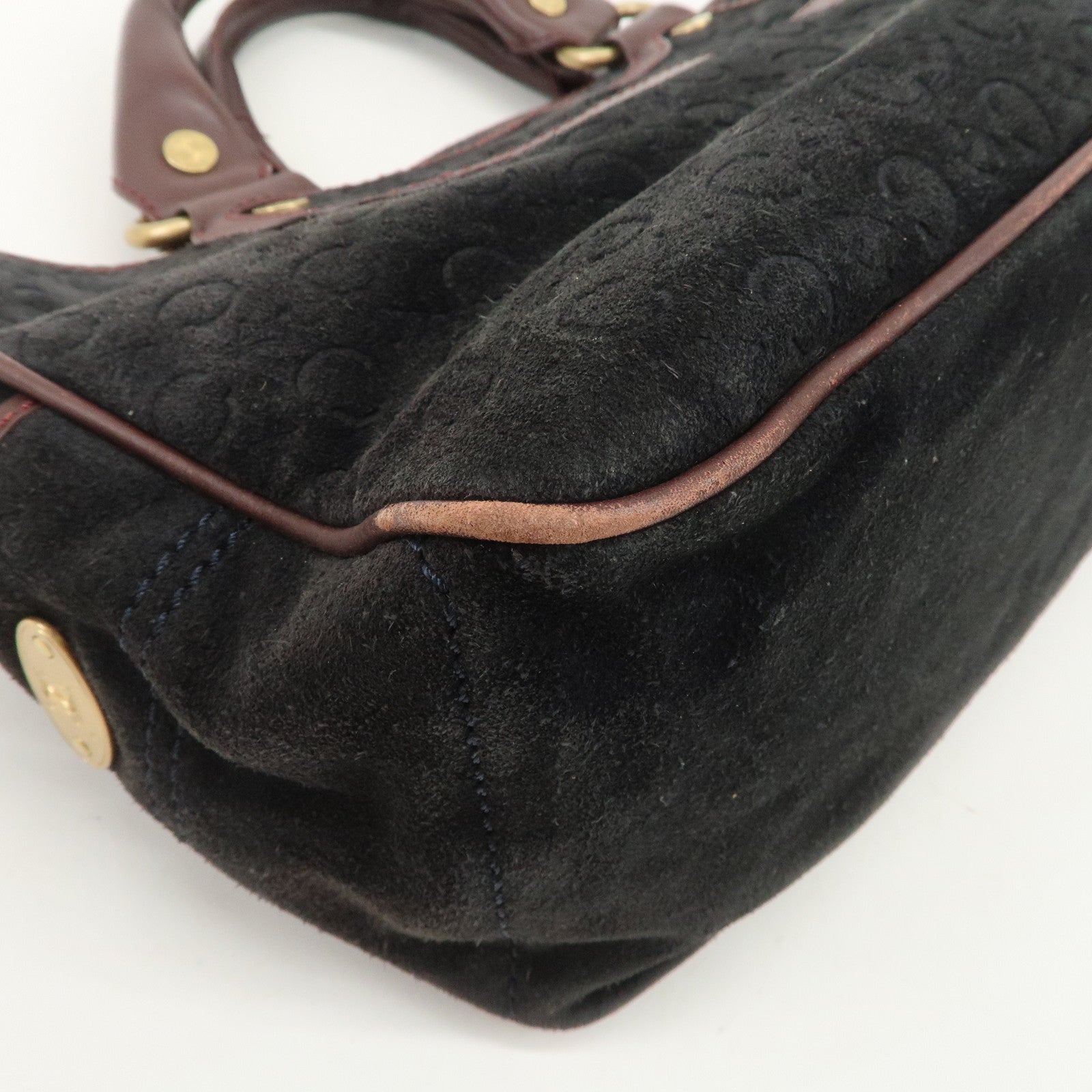 CELINE C Macadam Suede Leather Boogie Bag Bordeaux Black