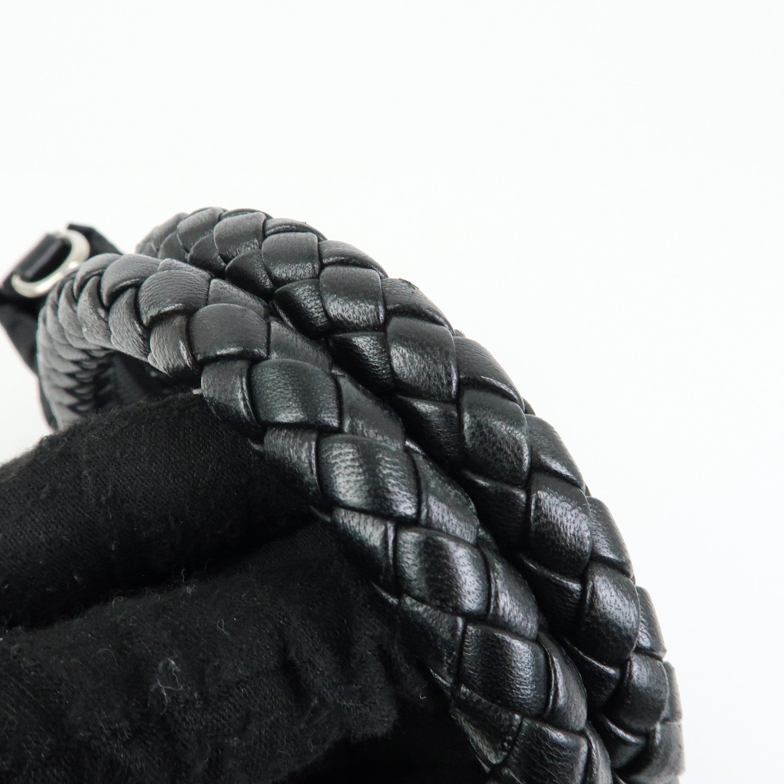 PRADA Triangle Logo Ribbon Nylon Leather 2Way Hand Bag Black BN1631