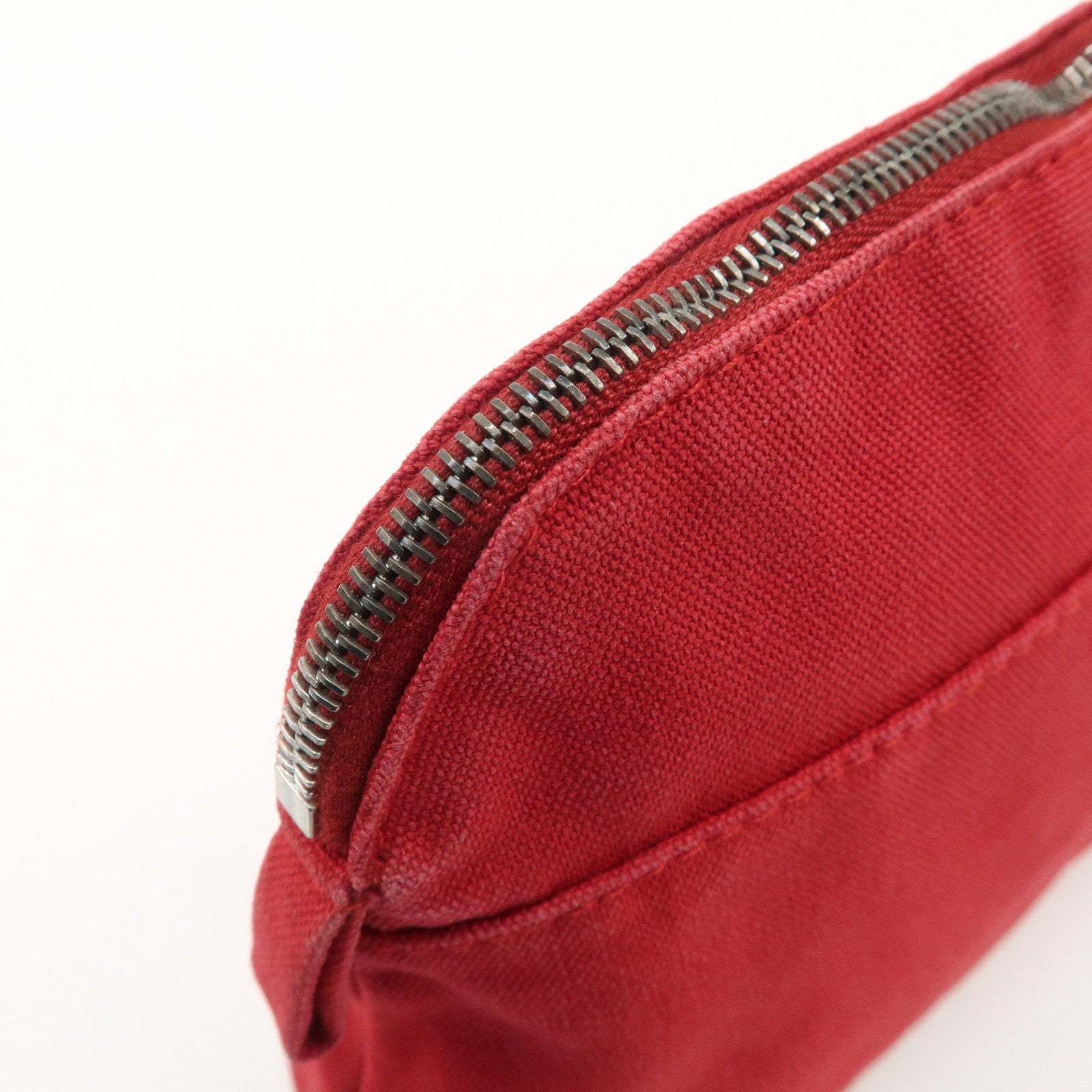 HERMES  Set of 2 Canvas Leather Pouch Cosmetic Pouch Orange Red Used