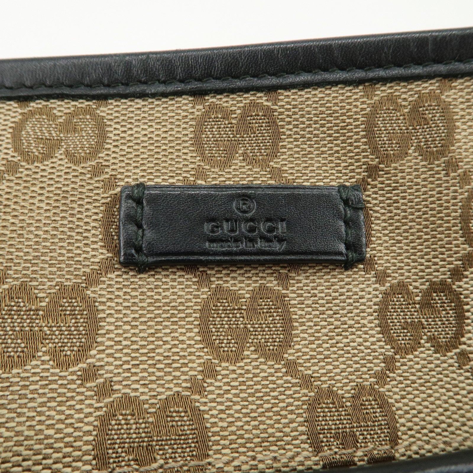 GUCCI Sherry GG Canvas Leather Shoulder Bag Beige Black 388926