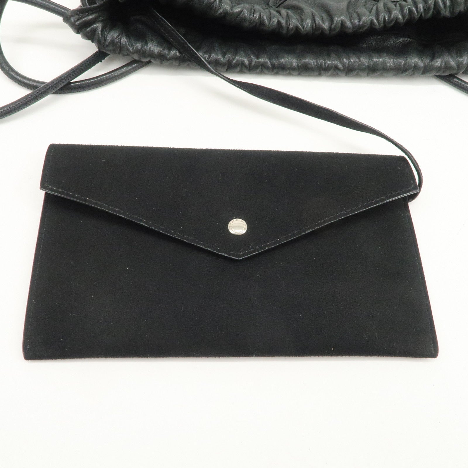 SAINT LAURENT PARIS TEDDY Lambskin Drawstring Backpack 553919