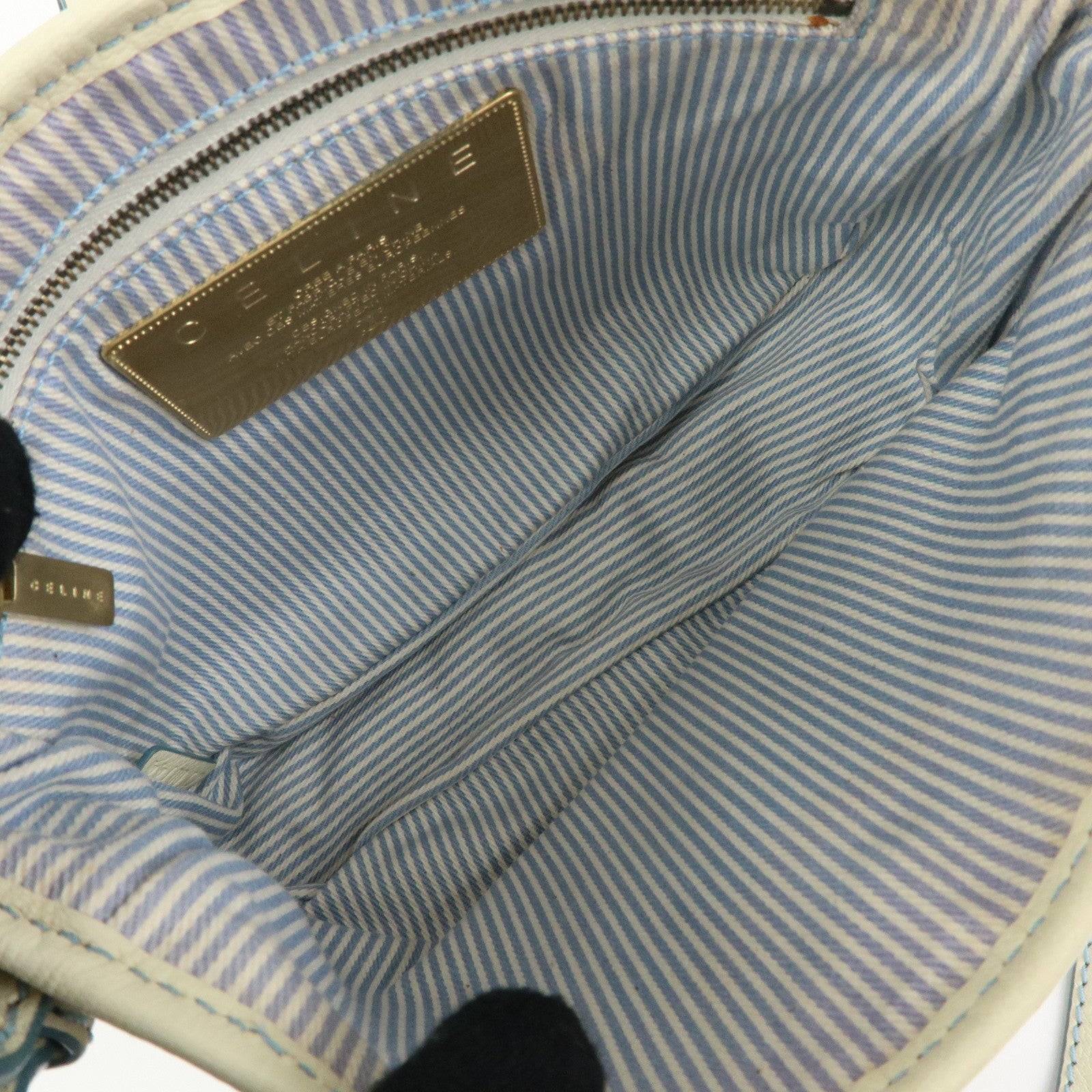 CELINE Macadam Canvas Leather Shoulder Bag Crossbody Bag Light Blue