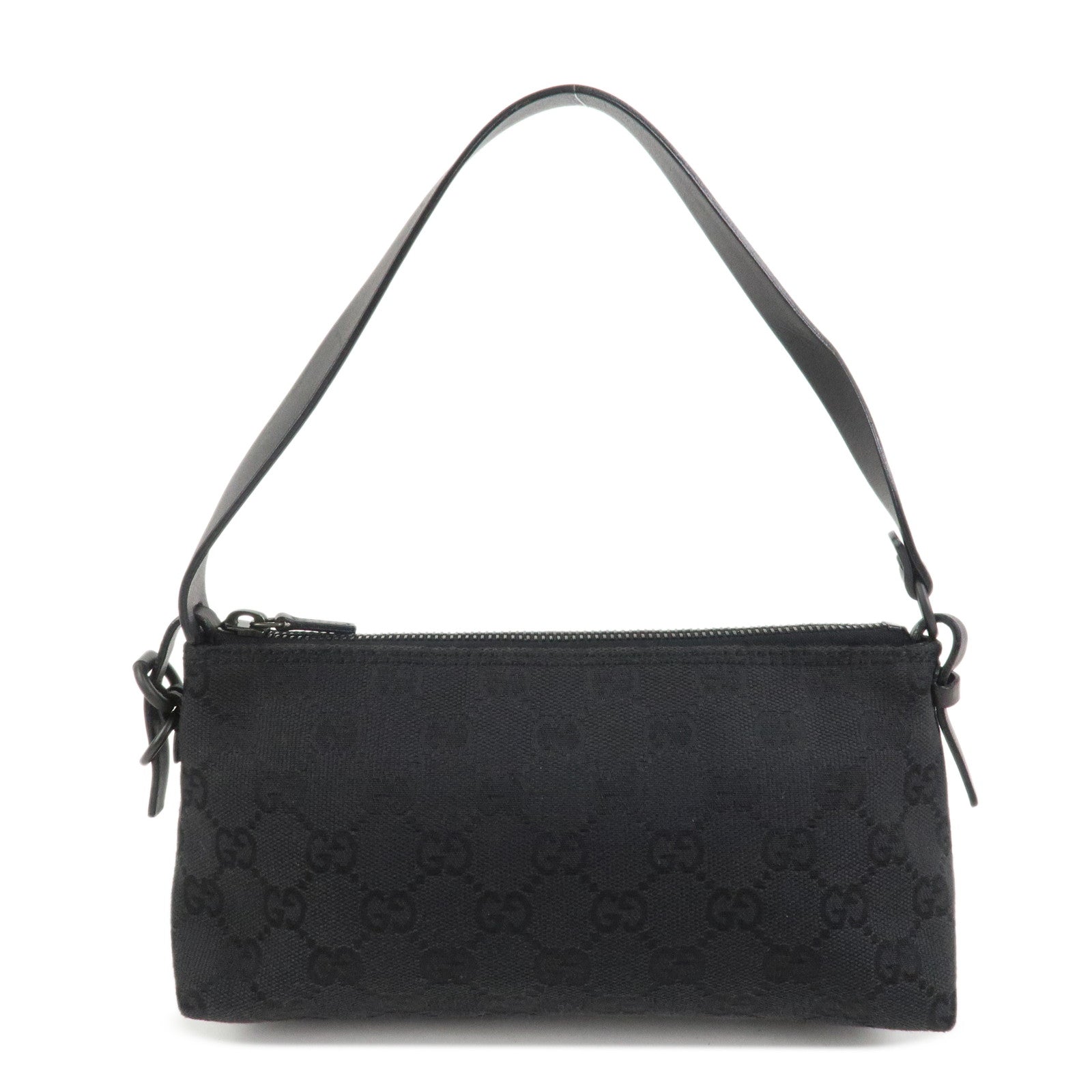 GUCCI GG Canvas Leather Shoulder Bag Hand Bag Pouch Black 103399