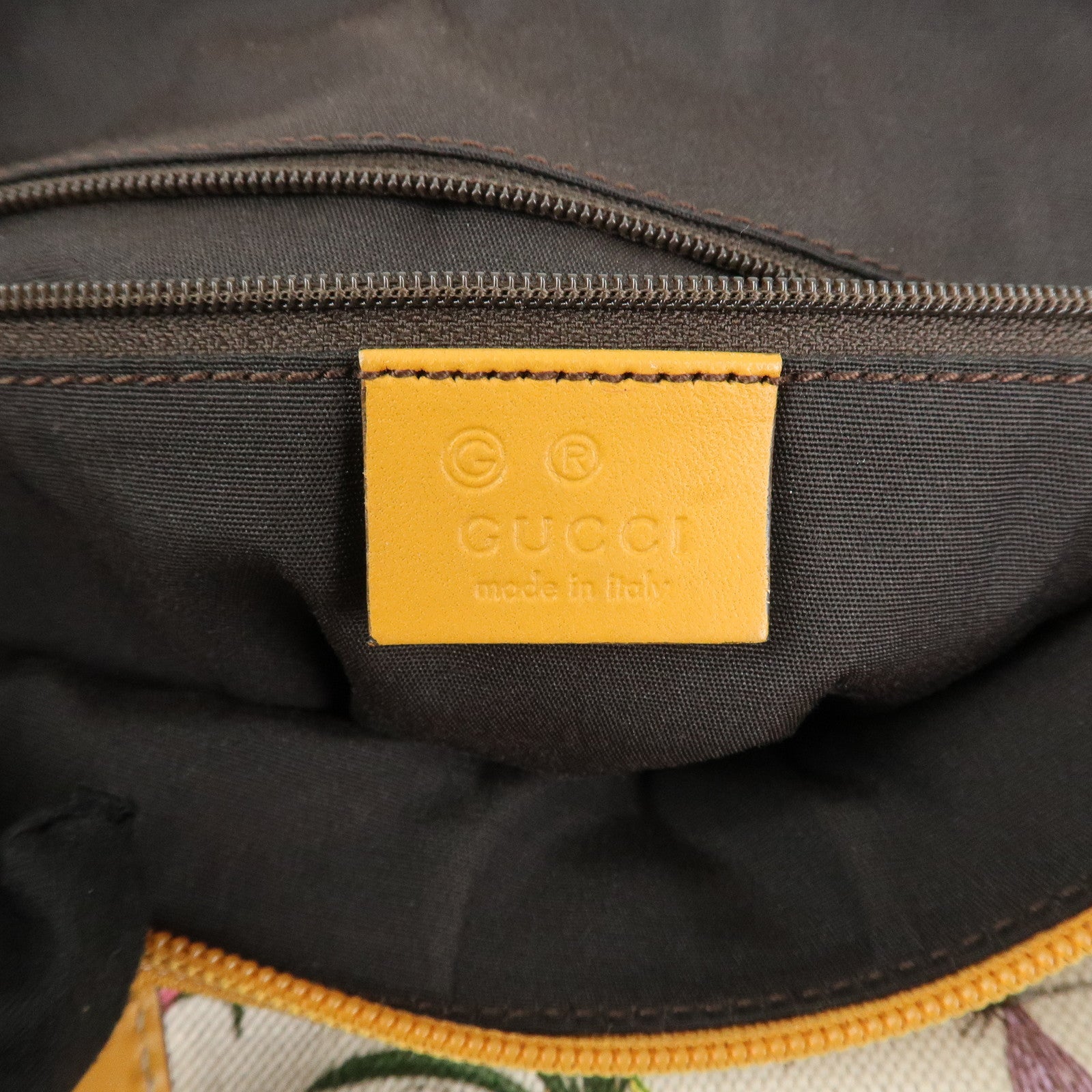 GUCCI Abbey Canvas Leather Tote Bag Shoulder Bag Flora 272399