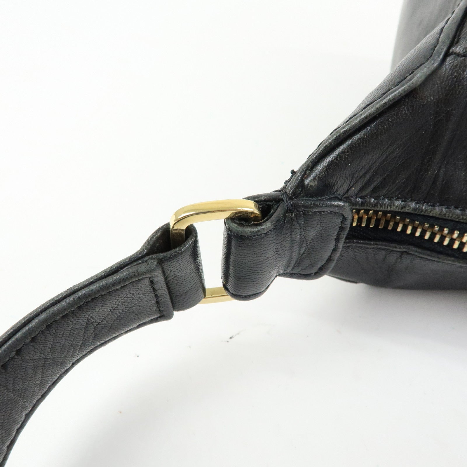 CHANEL Chocolate Bar COCO Mark Lamb Skin Hand Shoulder Bag Black