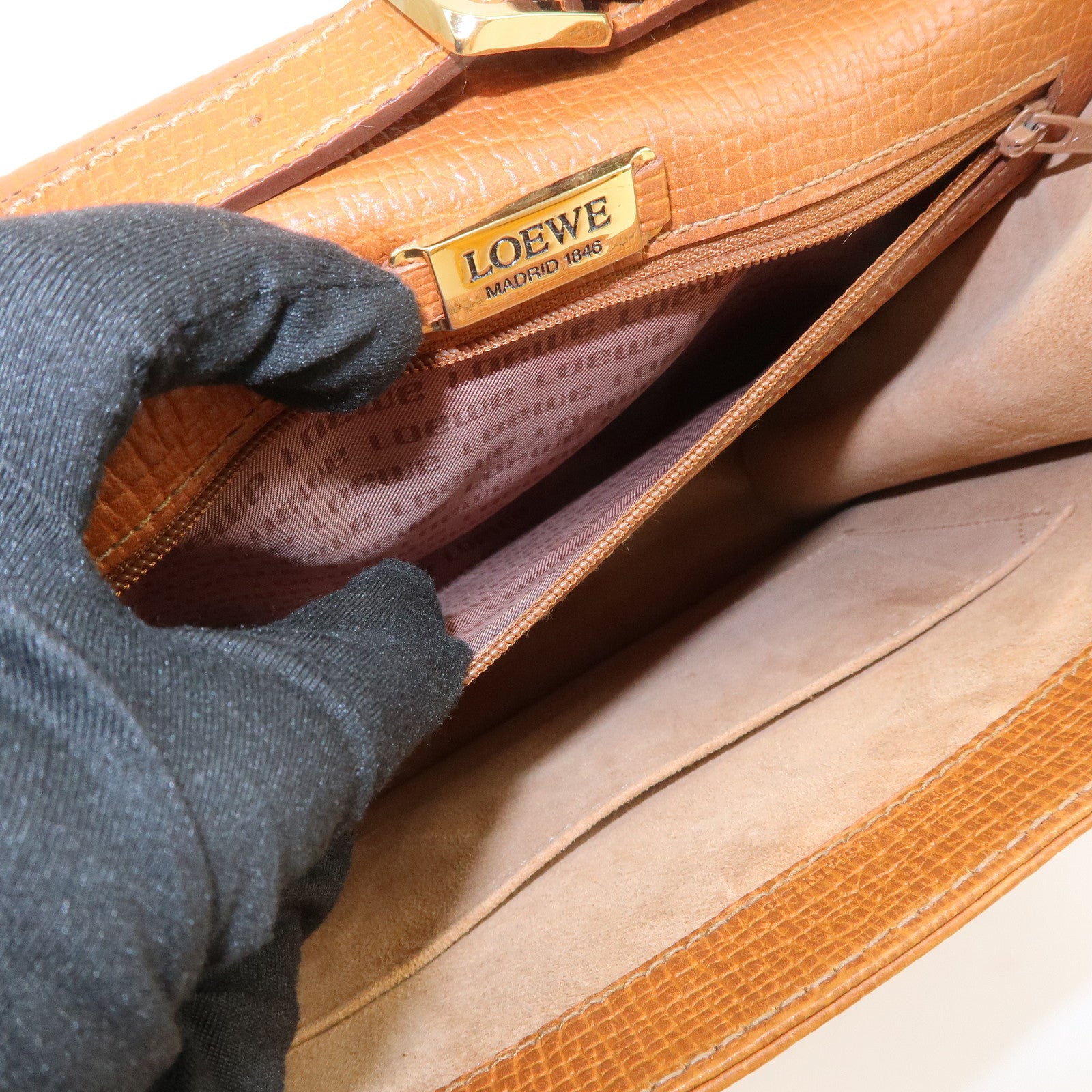 LOEWE Anagram Barcelona 2WAY Bag Shoulder Bag Hand Bag Brown