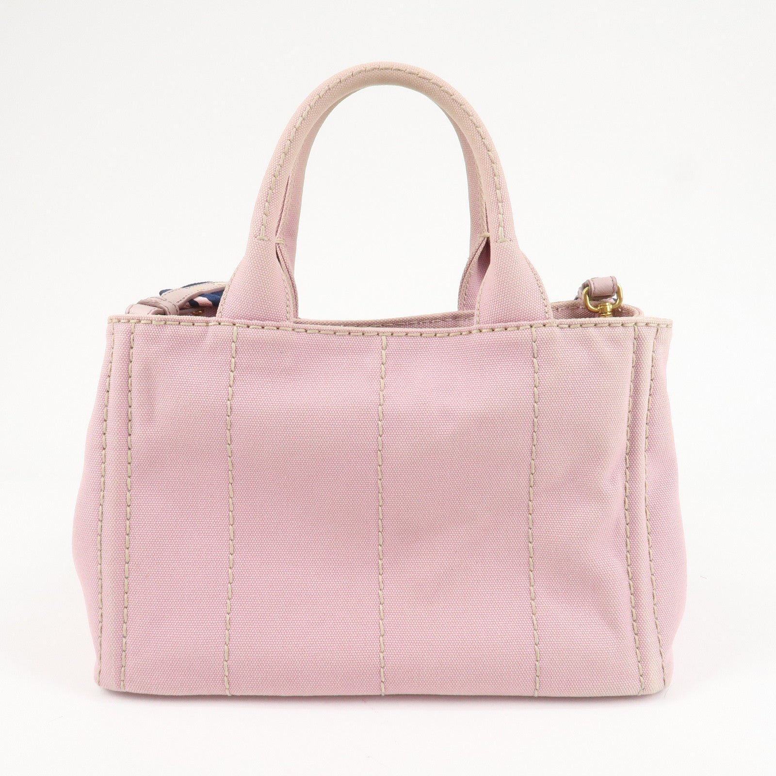 PRADA Canapa Mini Denim Hand Bag Tote Bag Pink 1BG439 Used