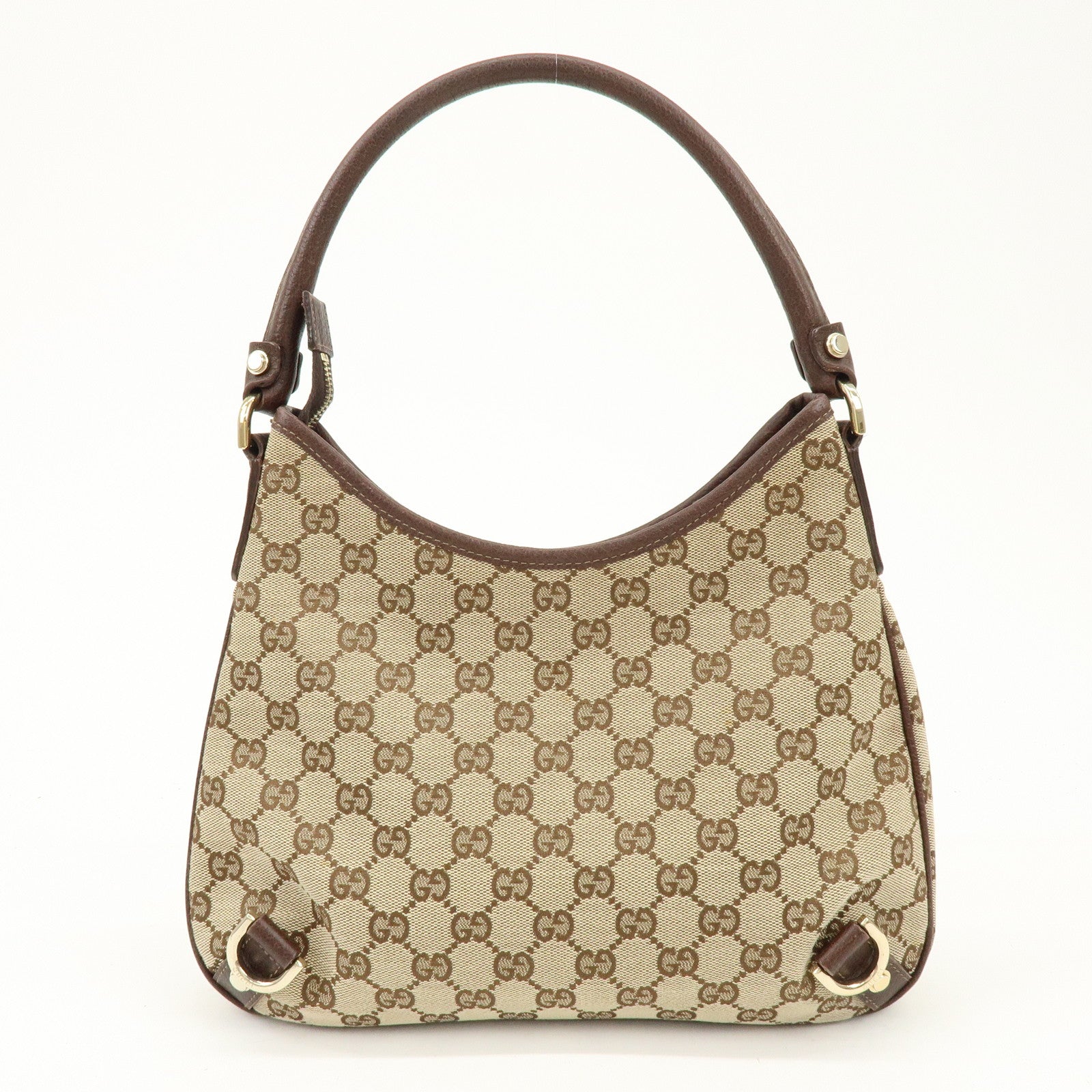 GUCCI Abbey GG Canvas Leather Shoulder Bag Beige Brown 130738