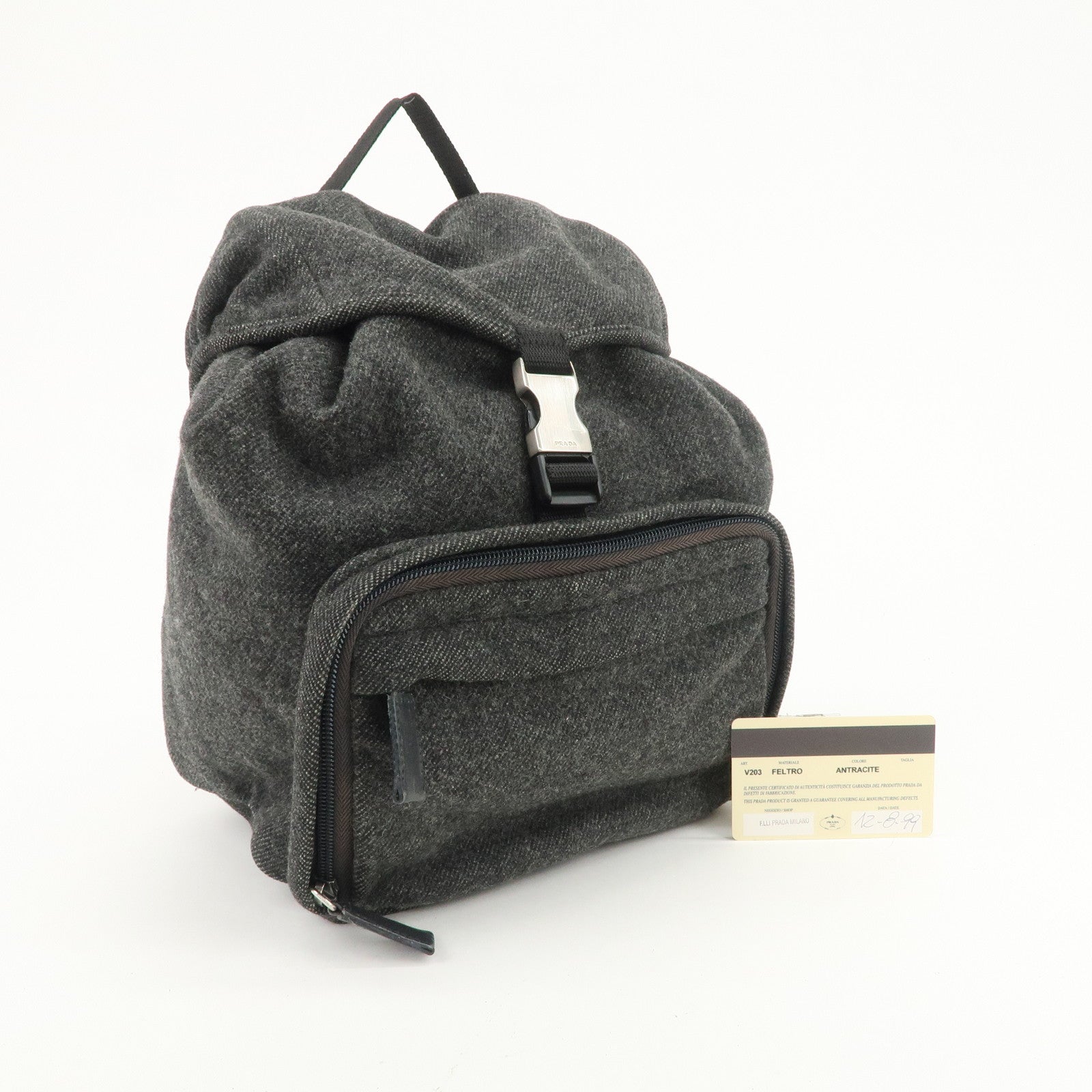PRADA Triangle Logo Wool Mini Backpack Racksuck Gray V203