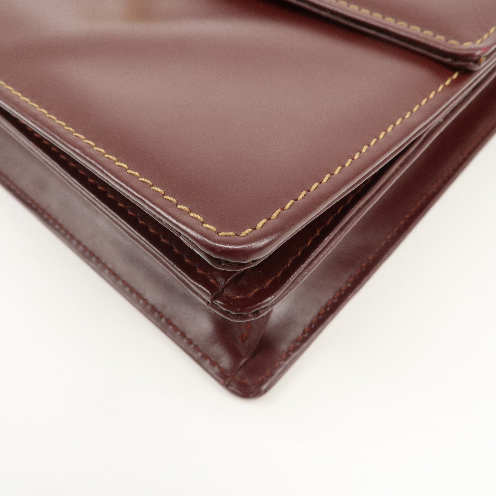 Cartier Must de Cartier Leather Shoulder Bag Hand Bag Bordeaux
