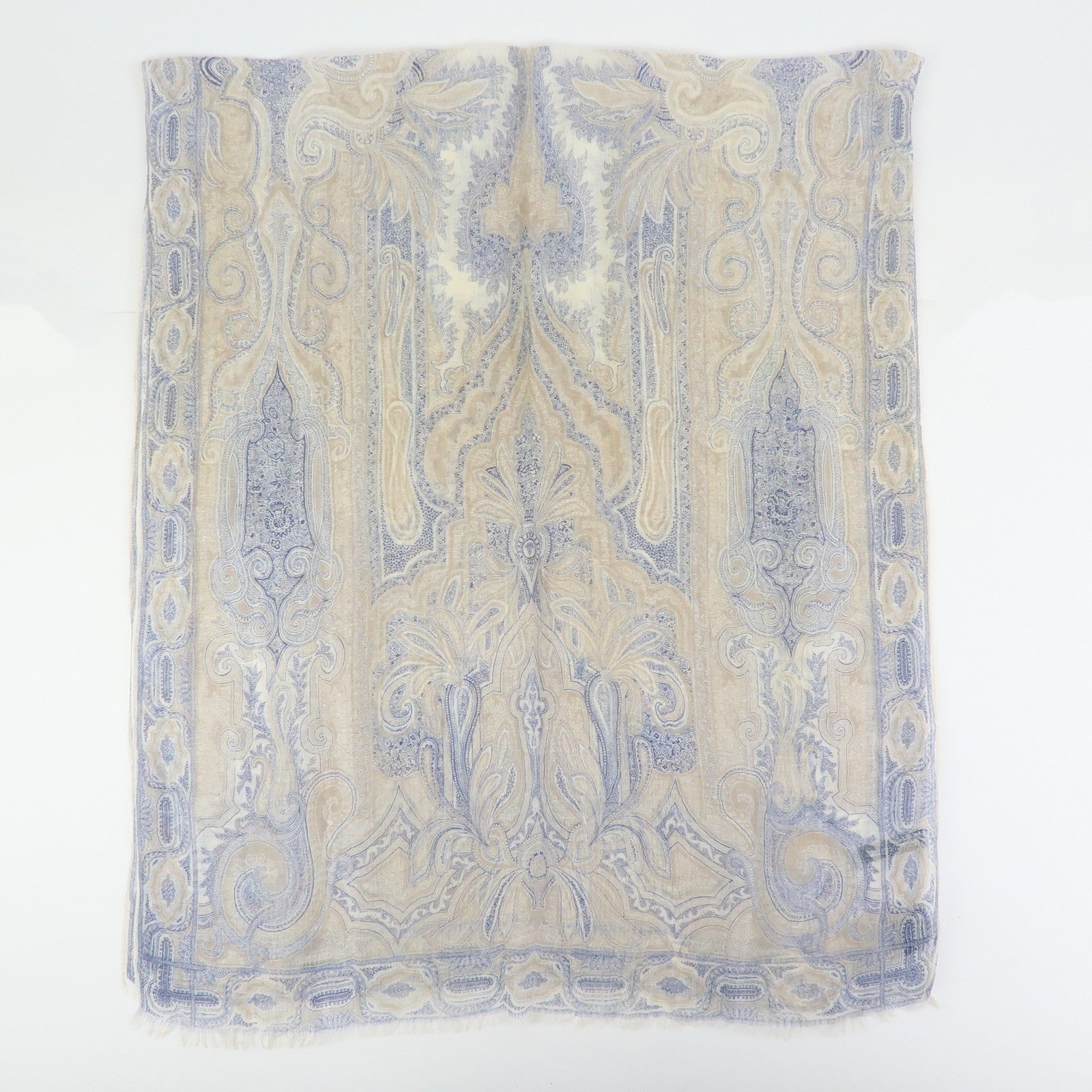 ETRO Set of 2 Silk Linen Scarf Peisley Flower Beige Yellow Blue