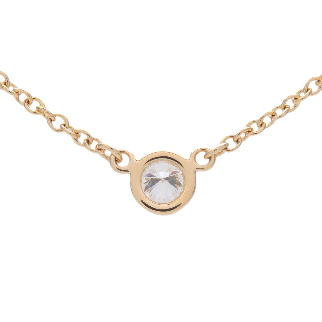 Tiffany & Co By The Yard 1P Diamond Necklace 0.03ct K18YG 750YG
