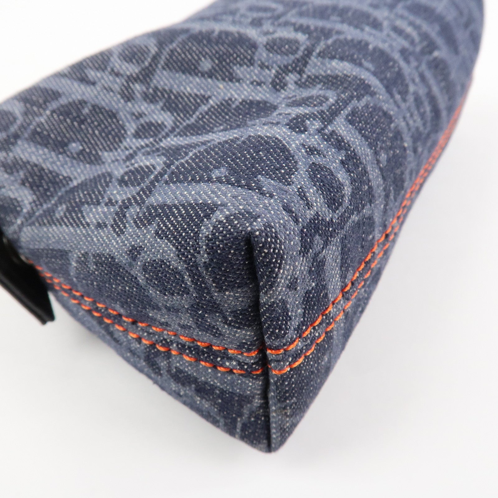 Christian Dior Denim Cosmetic Pouch Indigo Blue Orange