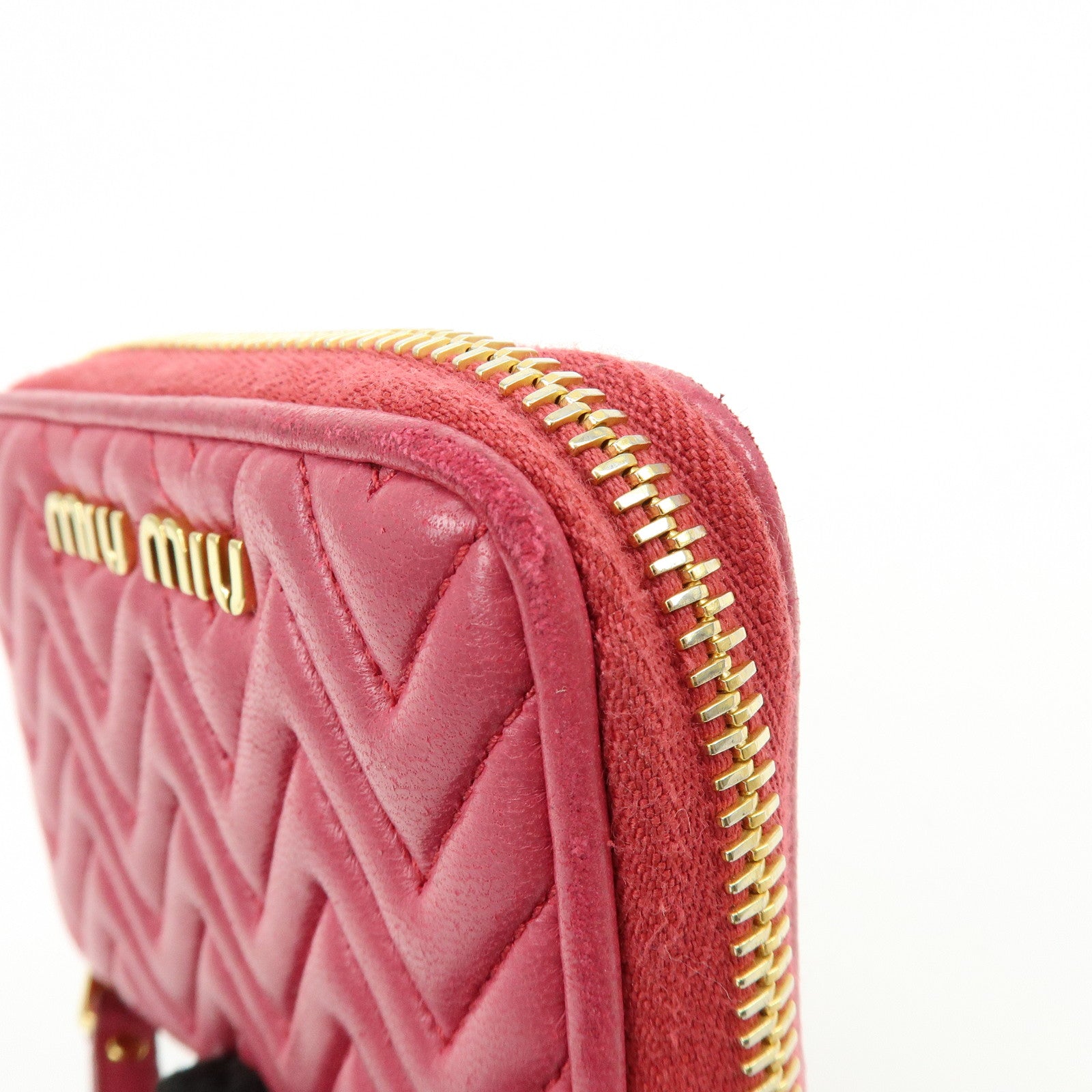 MIU MIU Logo Nappa Leather Coin Case Coin Purse Pink 5MM268