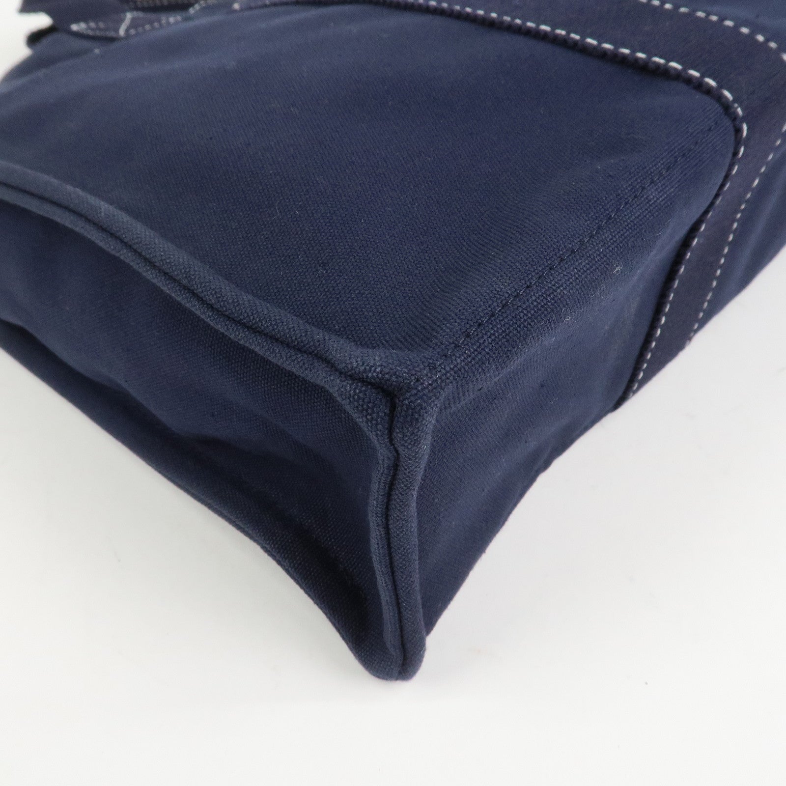 HERMES Deauville MM Cotton Tote Bag Hand Bag Navy