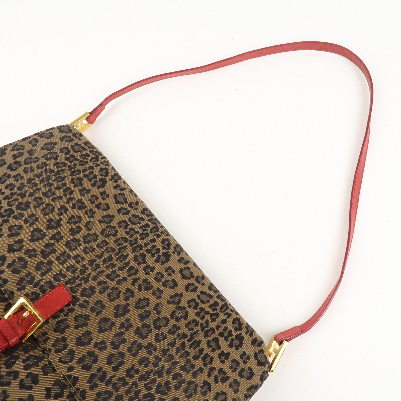 FENDI Canvas Leather Shoulder Bag Crossbody Bag Leopard 263570