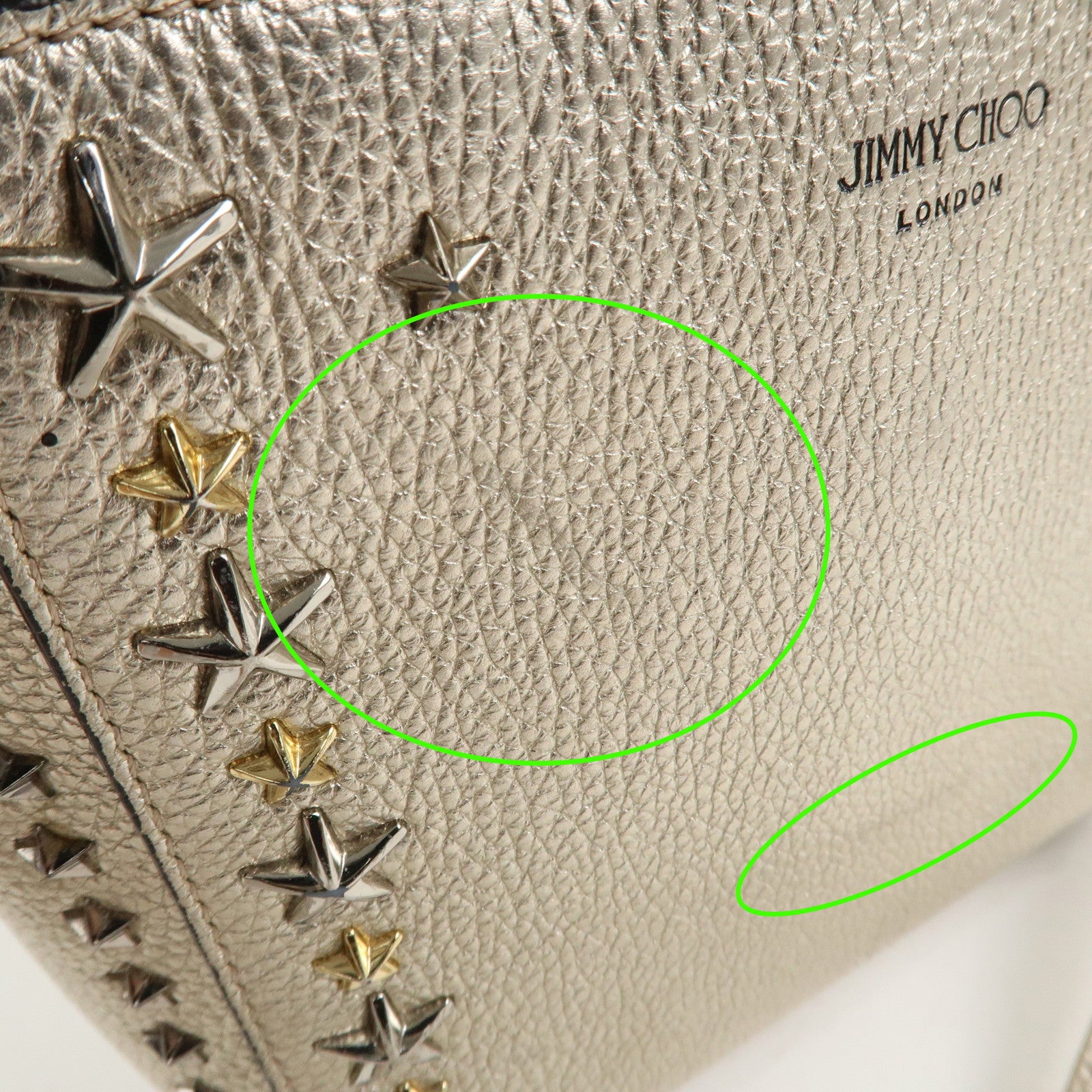 JIMMY CHOO Studs Leather 2Way Bag Hand Bag Silver