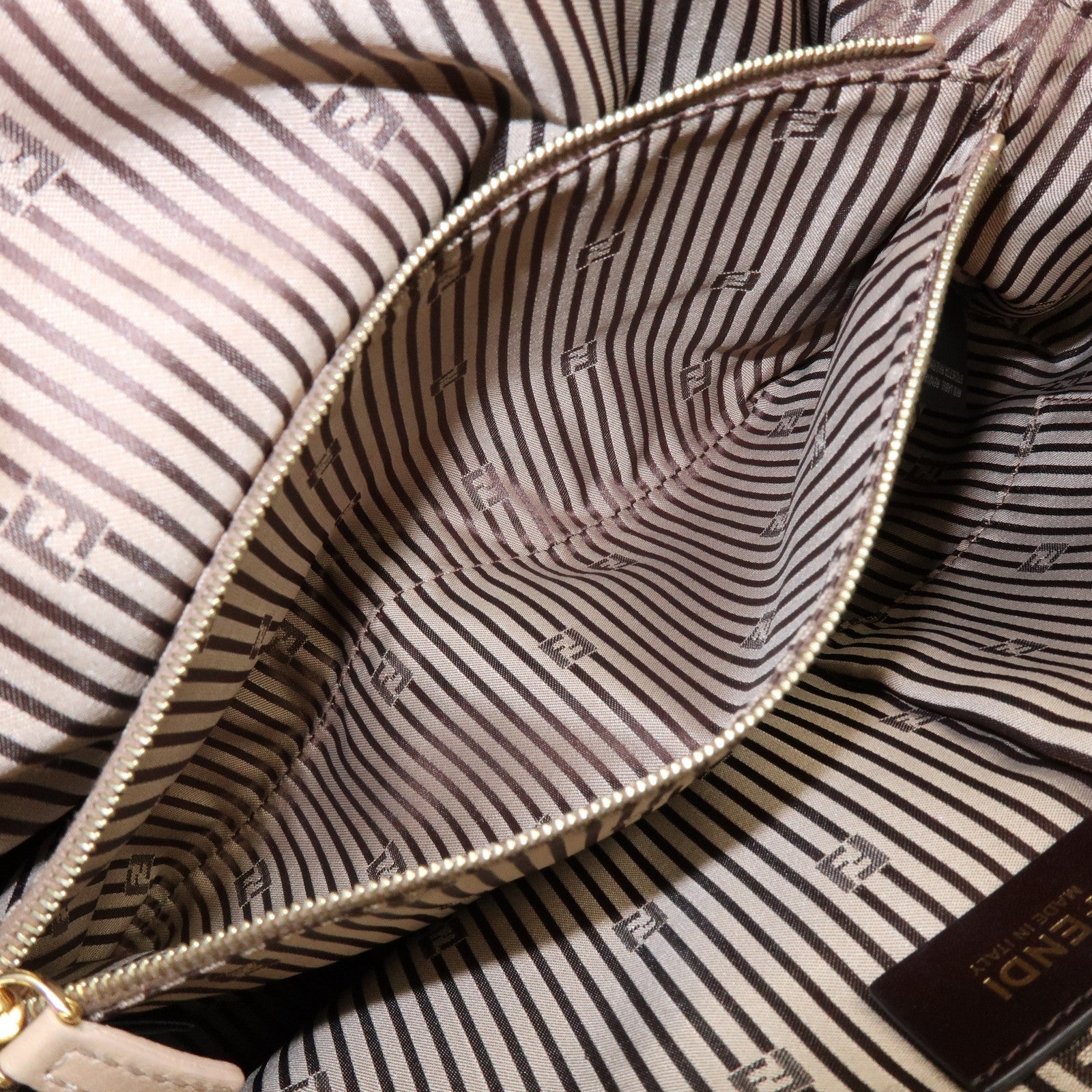 FENDI Leather Chameleon 2Way Hand Bag Shoulder Bag Beige 8BL114