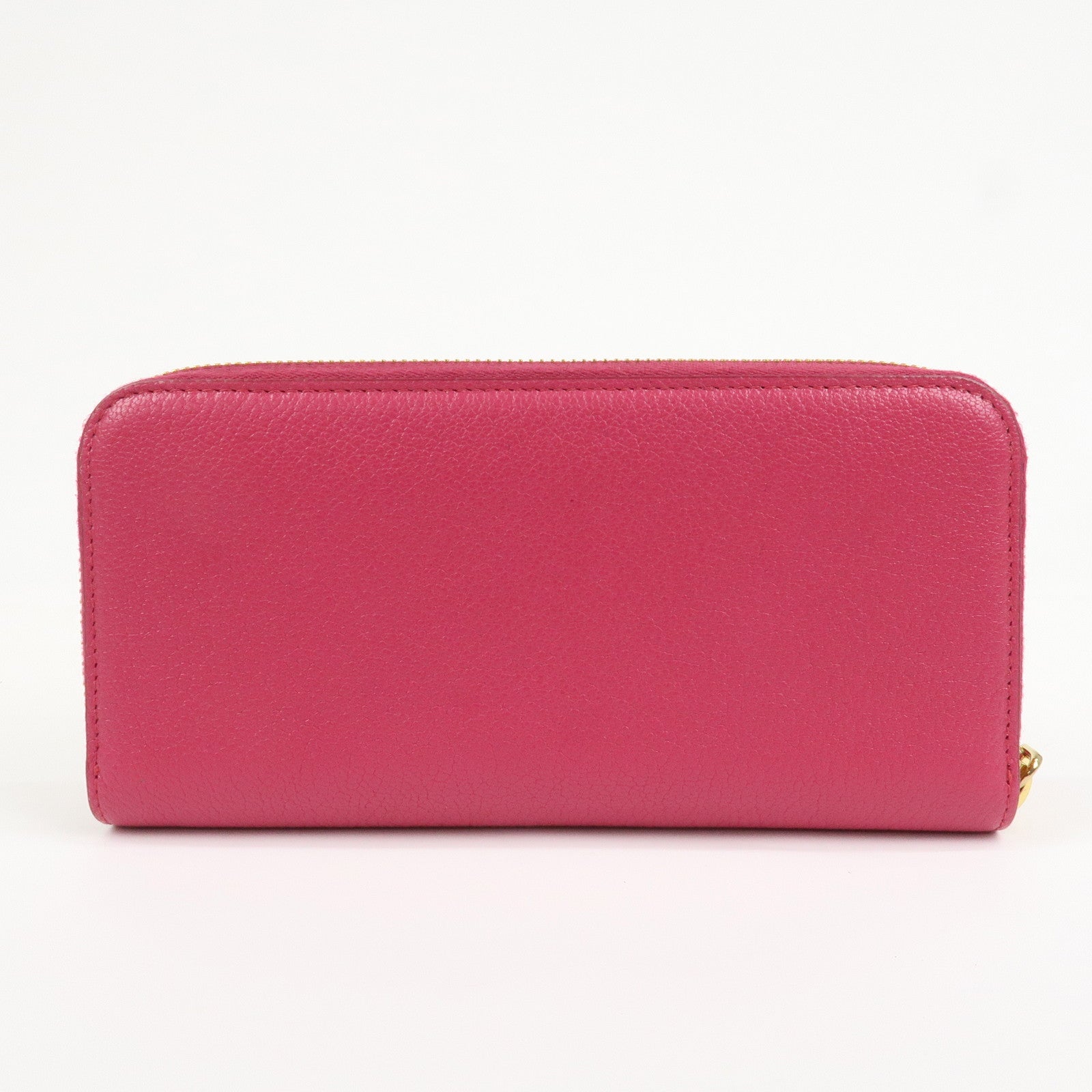 MIU MIU Logo Leather Round Zippy Wallet Pink 5M0506