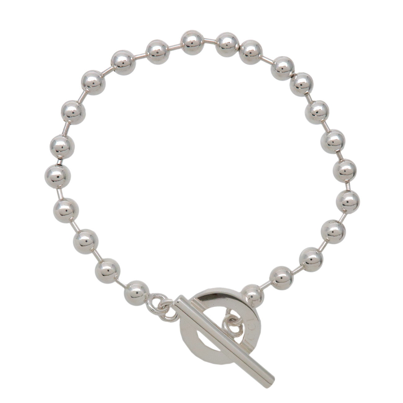 GUCCI Ball Chain Bracelet 19 Engraved SV925 Silver