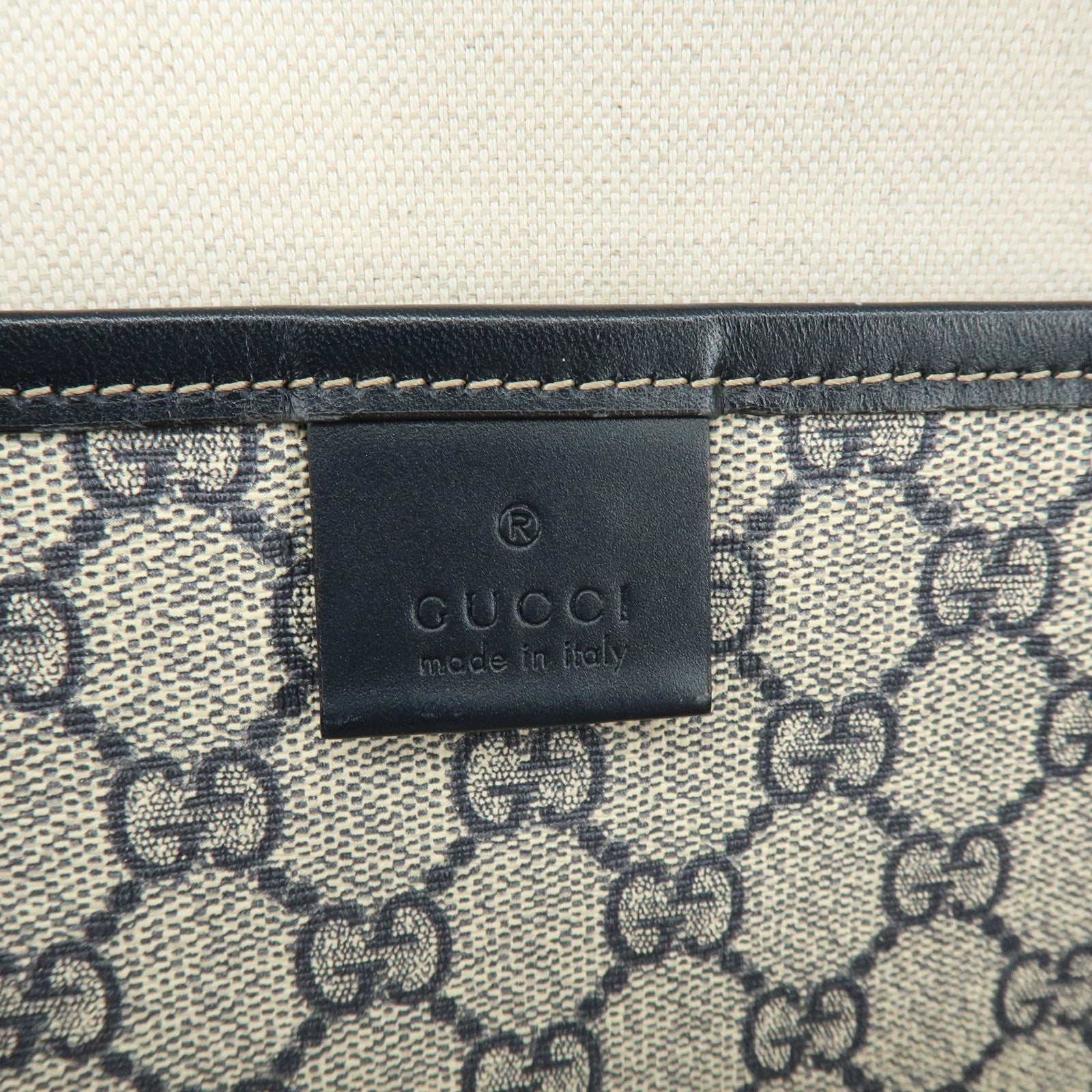 GUCCI Sherry GG Supreme Leather Tote Bag Shoulder Bag Navy 211134