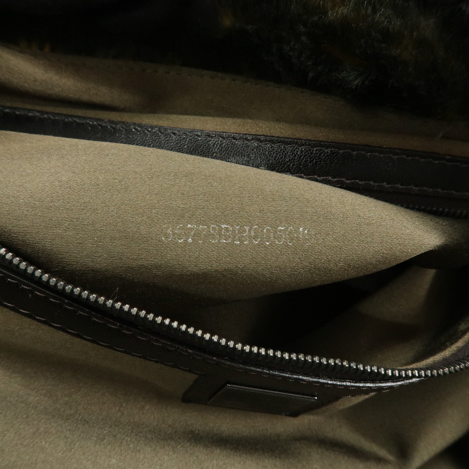 FENDI Fur Leather Tote Bag Hand Bag Brown Yellow 8BH005