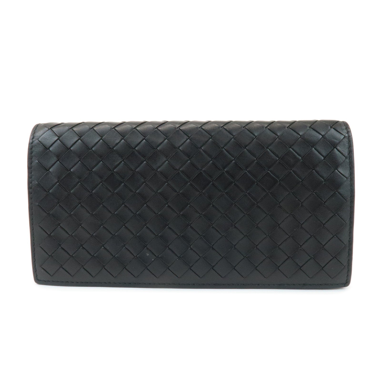 BOTTEGA VENETA Intrecciato Leather Long Wallet Black