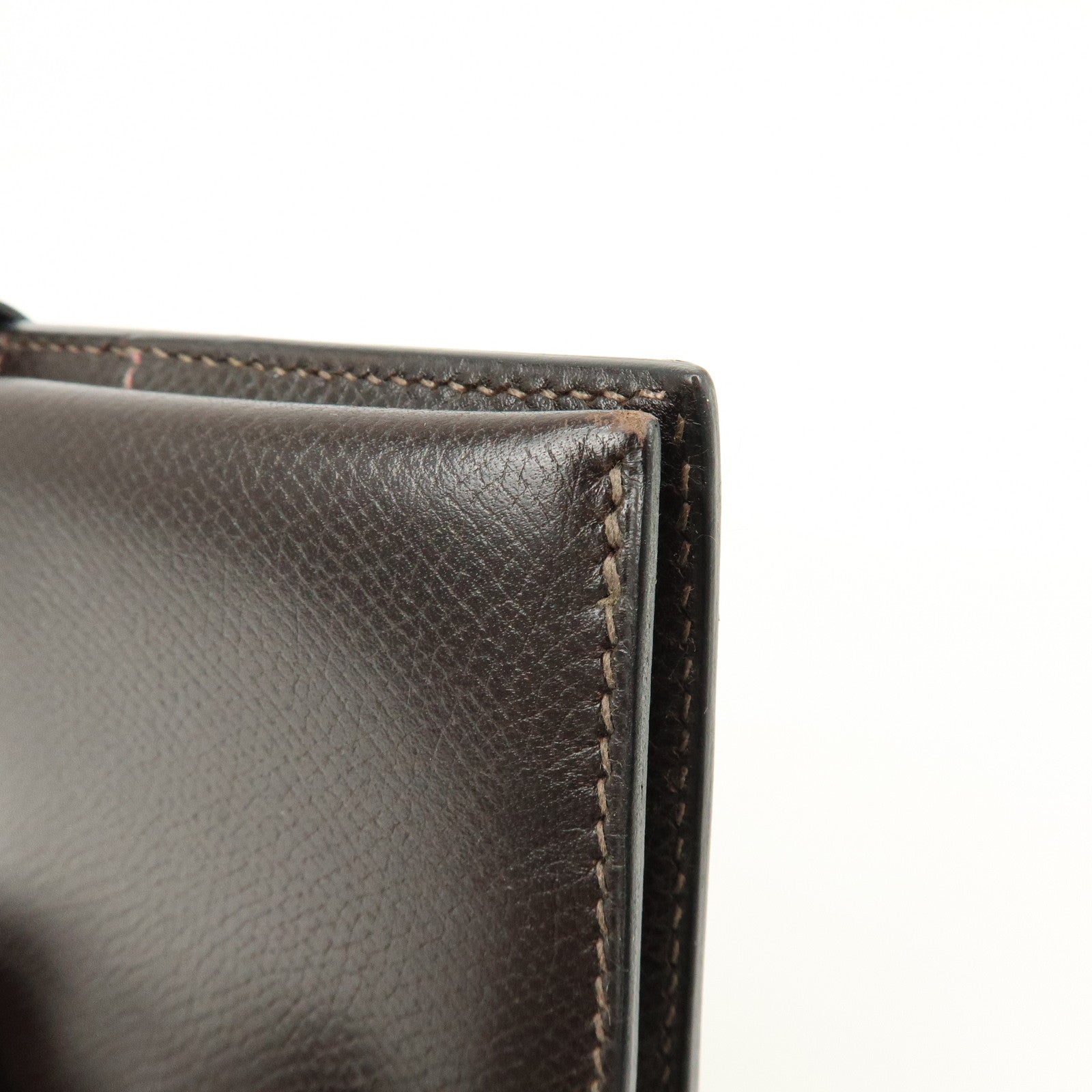 HERMES Béarn Classic Courchevel Long Wallet P Stamped Dark Brown