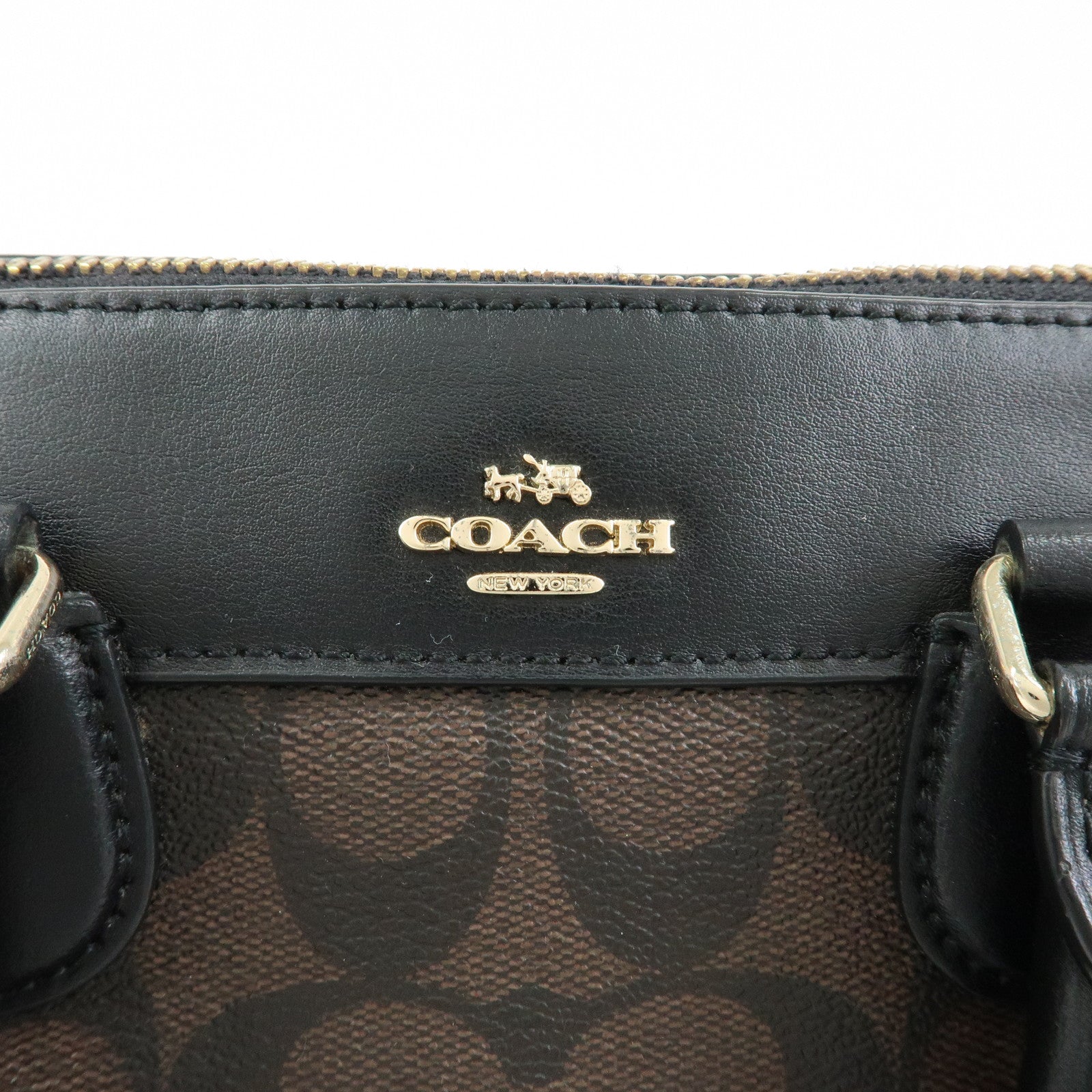 COACH Signature PVC Leather 2Way Shoulder Bag Hand Bag Dark Brown