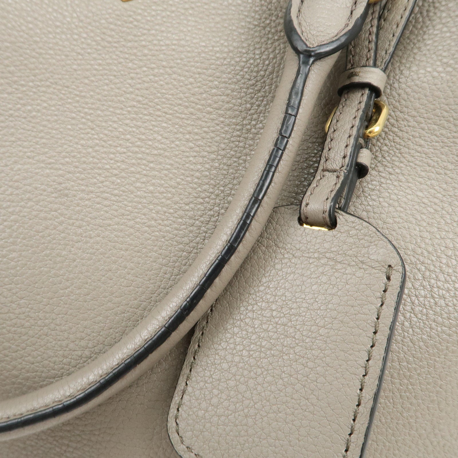 PRADA Logo Leather 2Way Bag Hand Bag Shoulder Bag Gray 1BA058