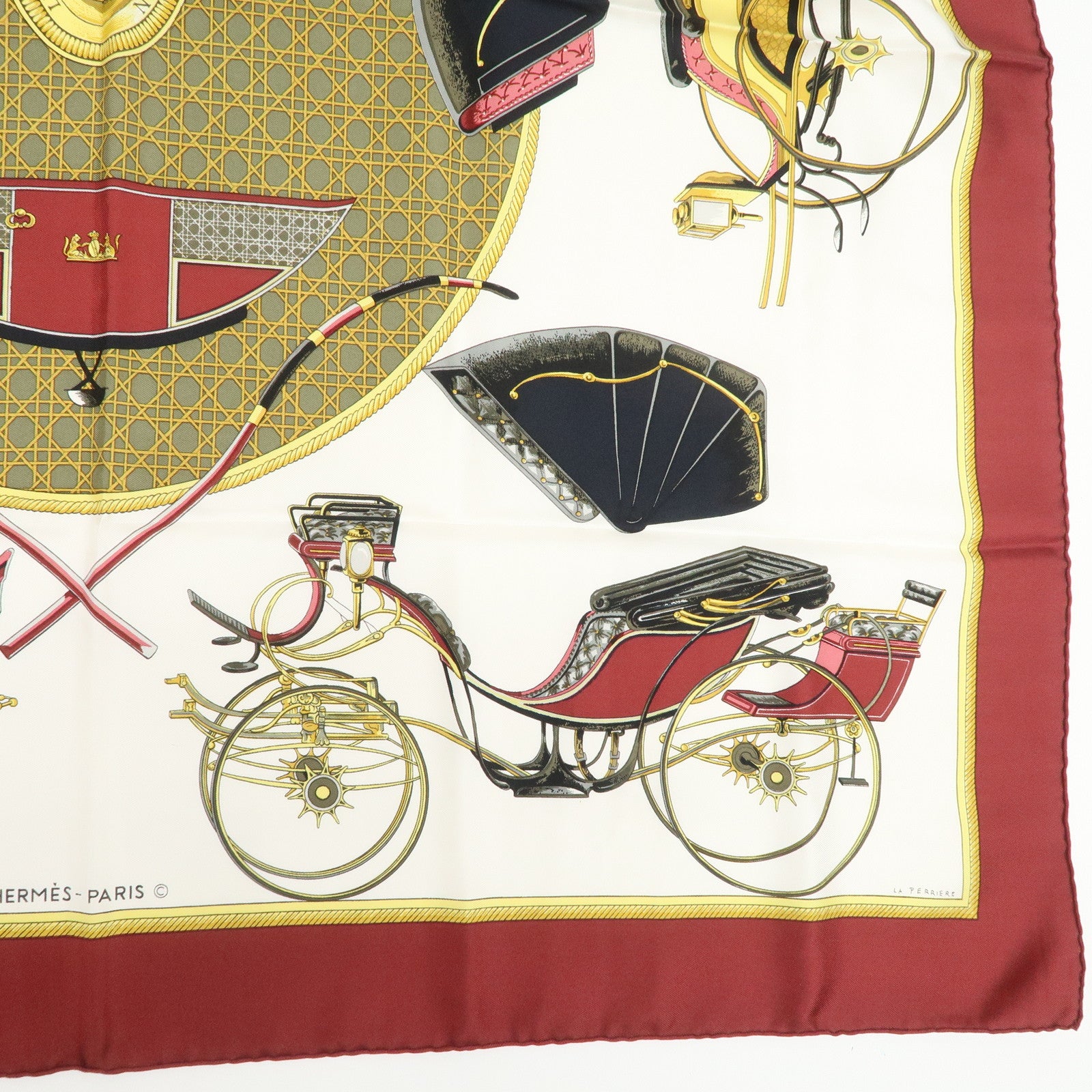 HERMES Carre 90 Silk 100% LES VOITURES A TRANSFORMATION Scarf