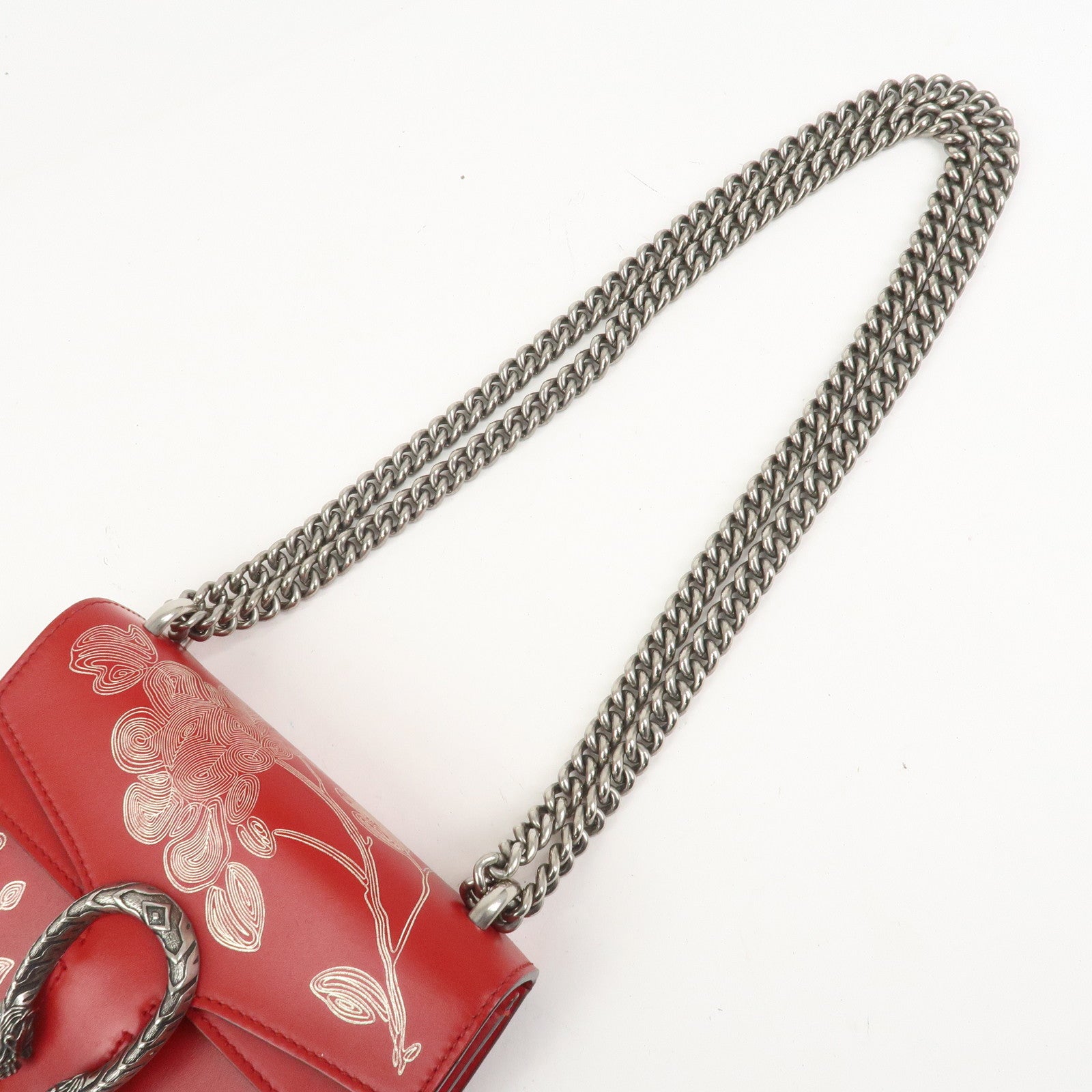 GUCCI Dionysus Leather Small Shoulder Bag Red 421970