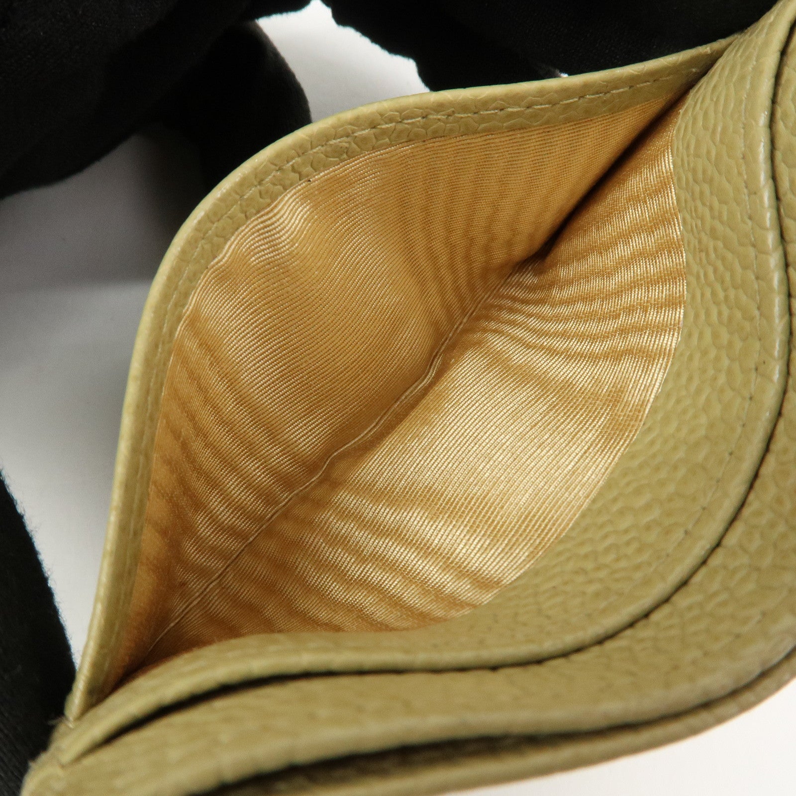 CHANEL COCO Mark Caviarskin Leather Card Case Card Holder Beige