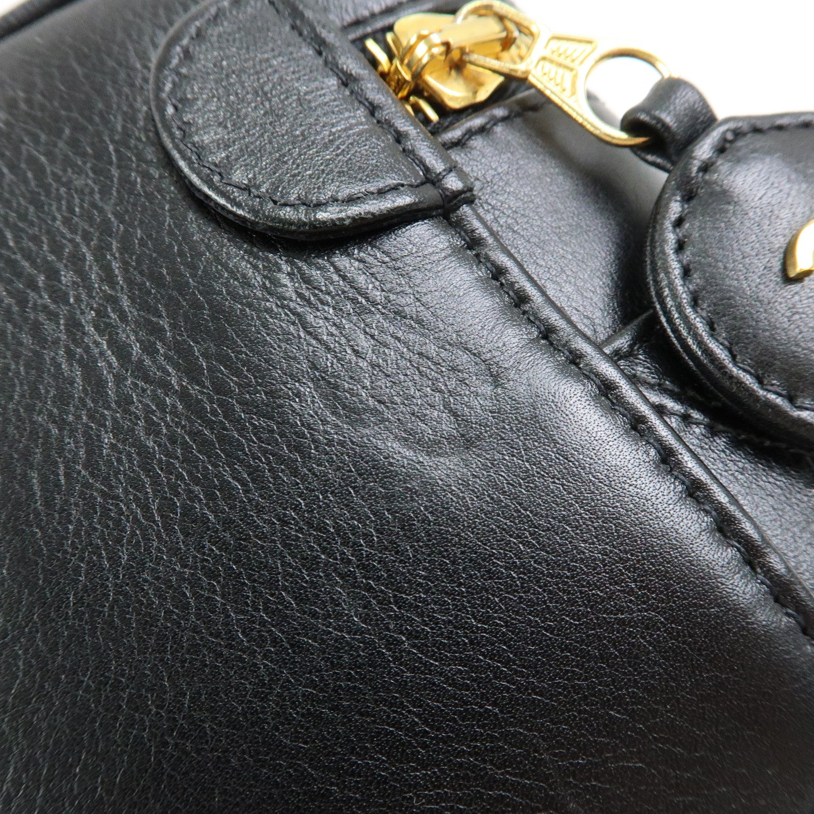 CHANEL Bicolore Lamb Skin Vanity Bag Cosmetic Pouch Black A01618