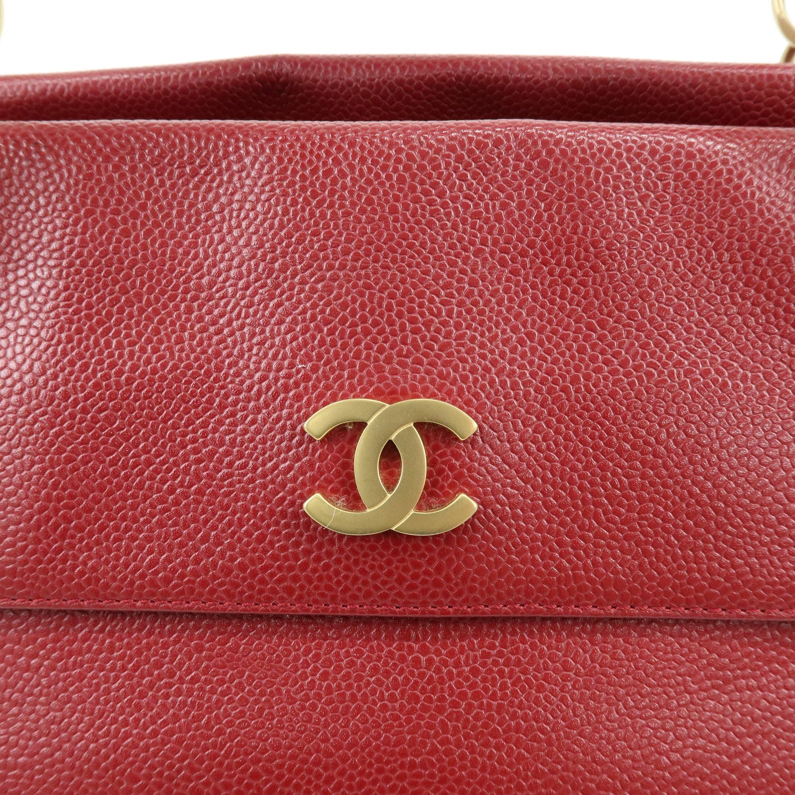 CHANEL Caviarskin Shoulder Bag Hand Bag Red
